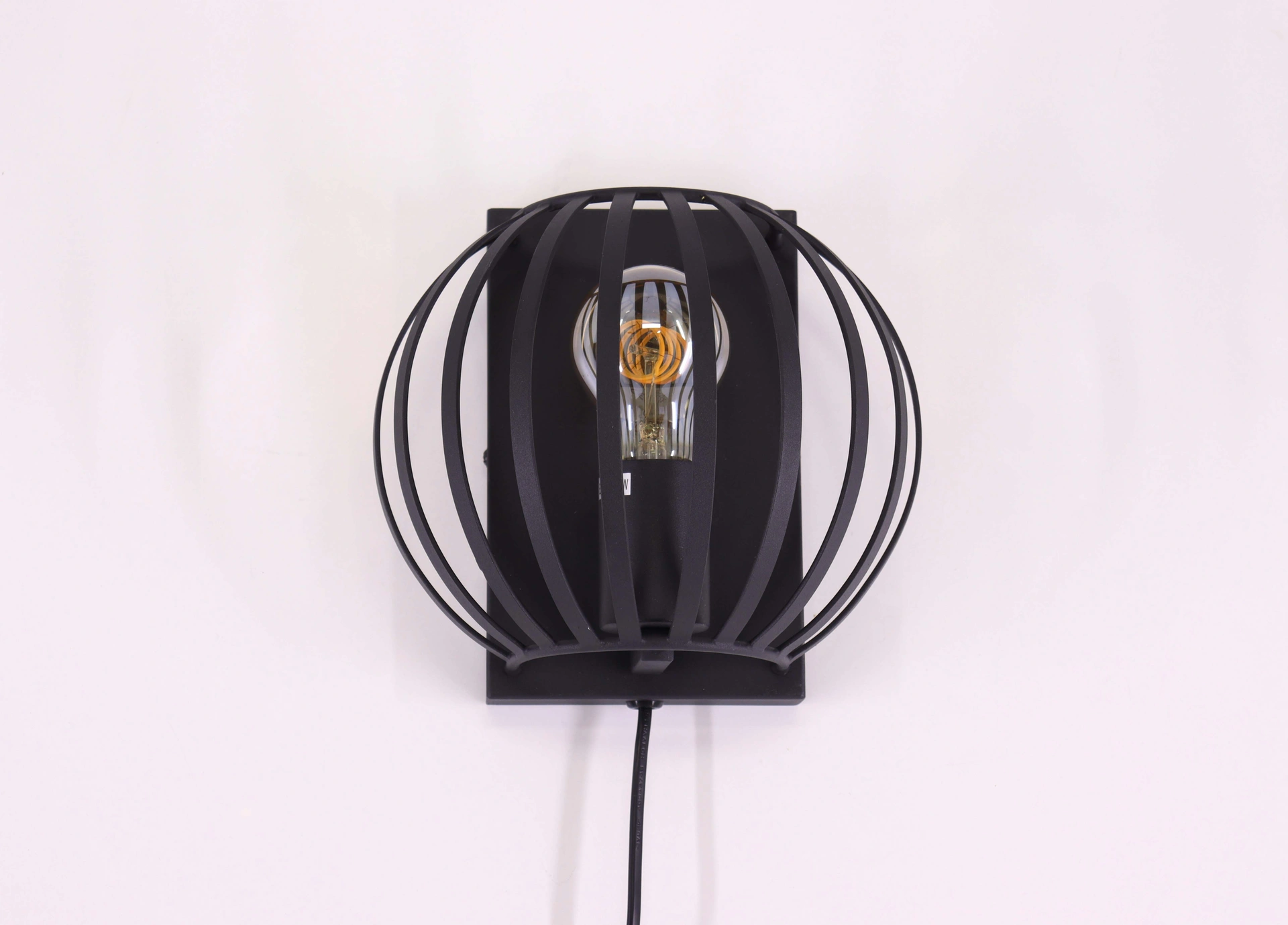 Wandlamp zwart staal 1-lichts E27 – open draad design 61112