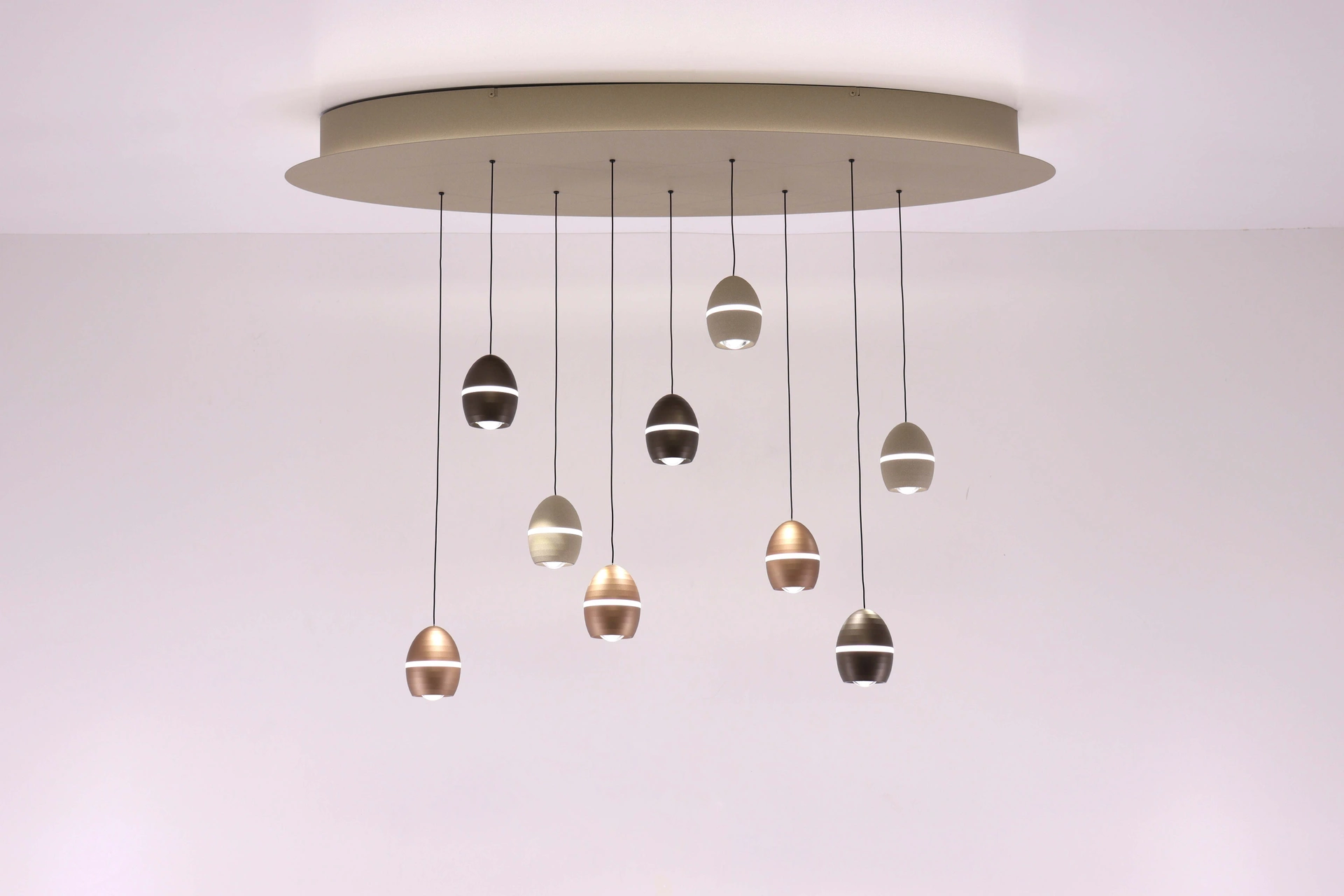 LED Hanglamp multicolour 9-Lichts – Easy Lift – Ovaal 110 cm – Afstandsbediening 