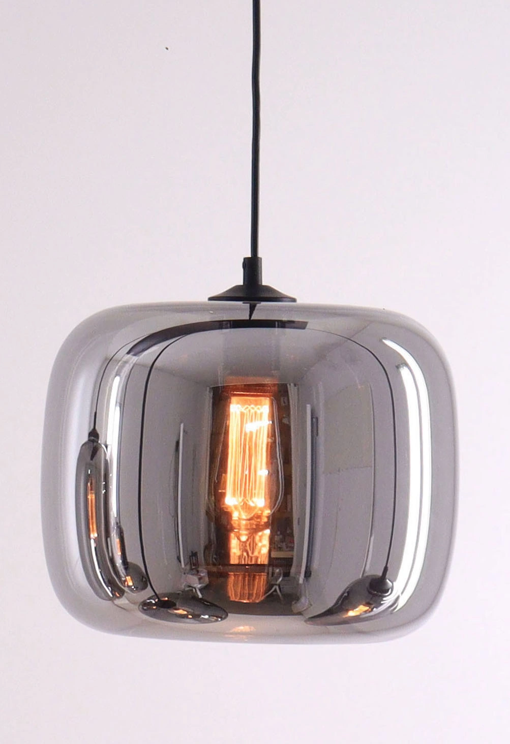 EEF hanglamp rookglas 6 lichts glazen hanglamp 100cm 50092