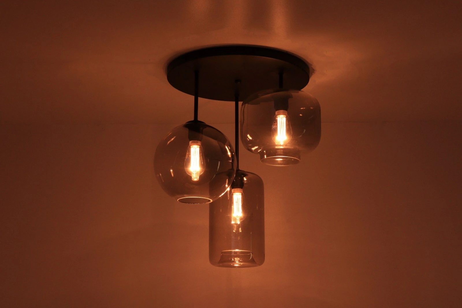 Plafondlamp 3 glazen - Grey glas 42560+GR