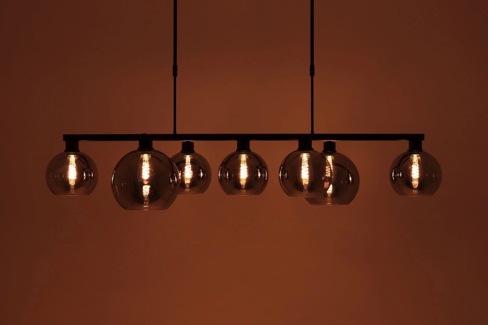 Hanglamp 7 lichts aan frame (#alleen af te halen#) - smoke rookglas - 140cm 50165