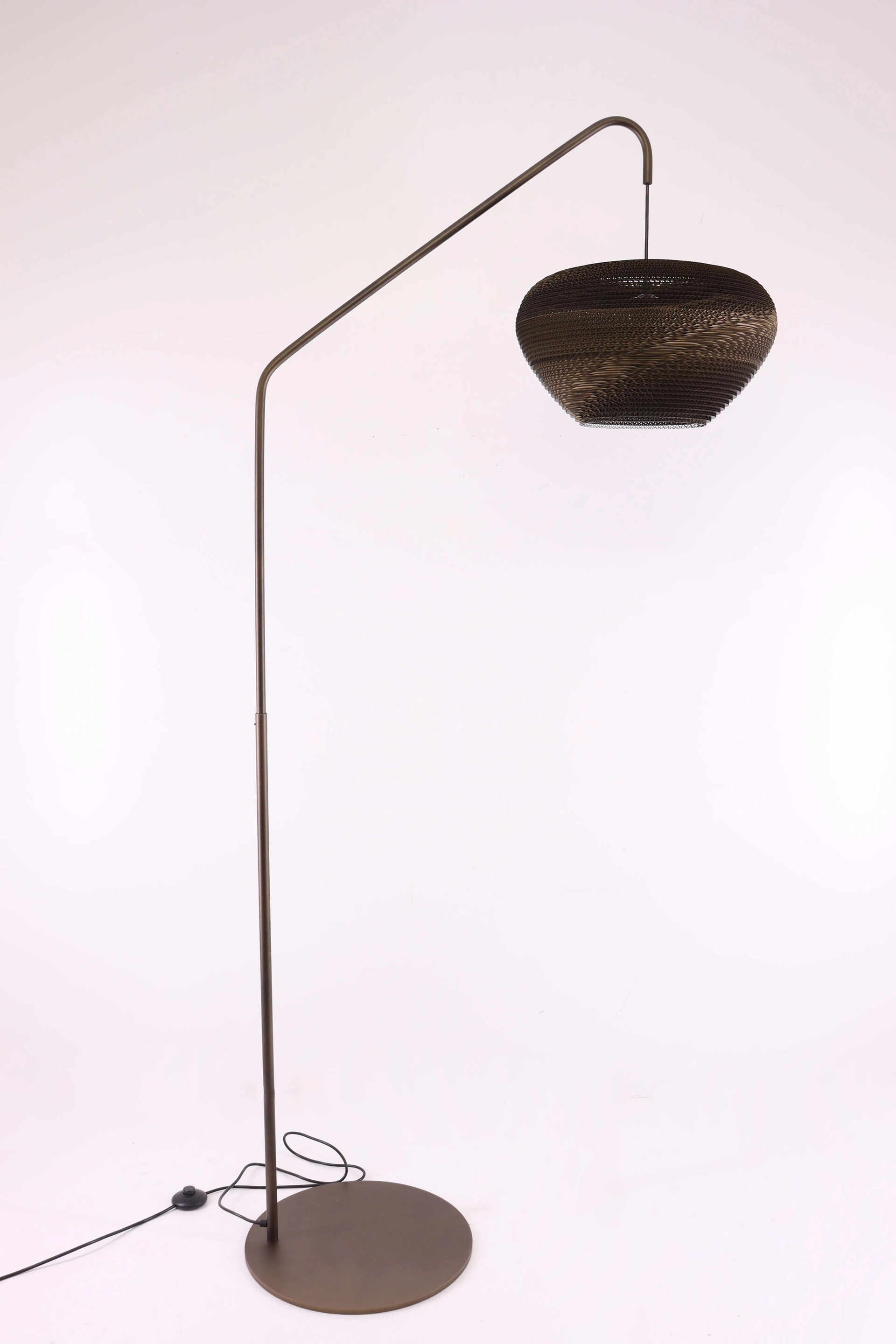 Vloerlamp cacao met karton kap - Hoogte 200cm 46770