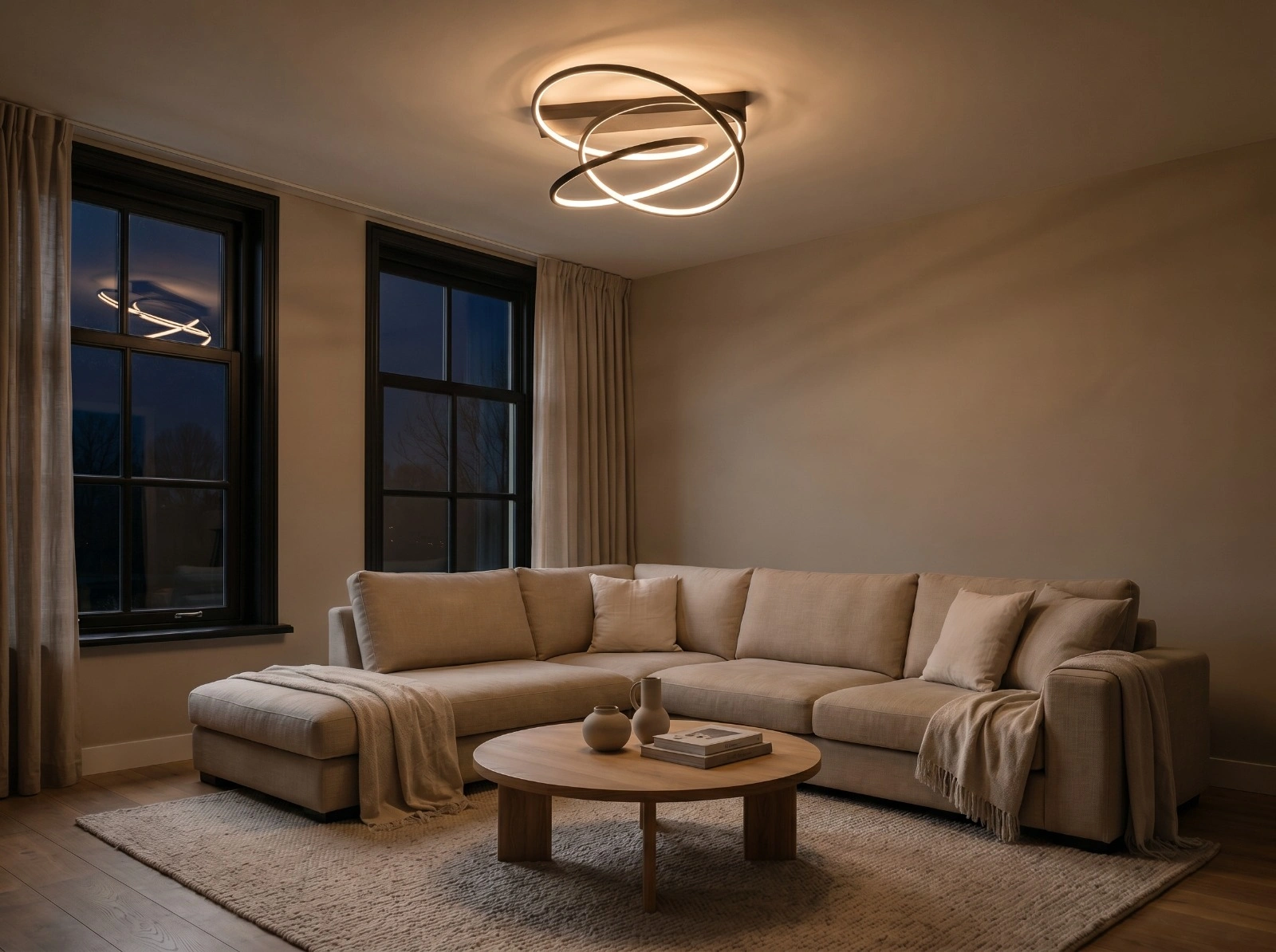 Moderne zwarte LED plafondlamp – dimbaar en instelbare kleurtemperatuur & stijlvol design 46136