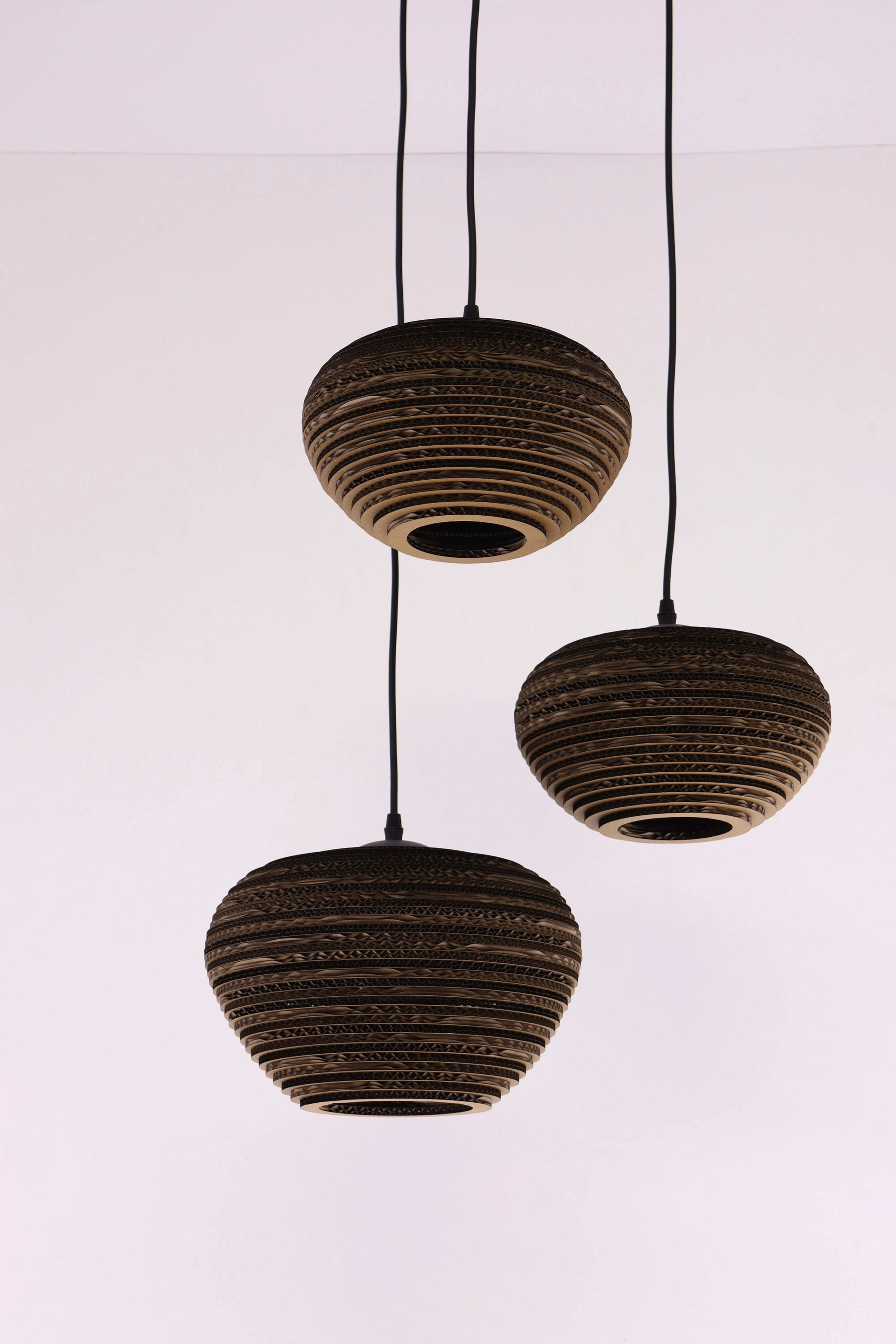 Kartonnen lamp 3 lichts, handgemaakte hanglamp 50266