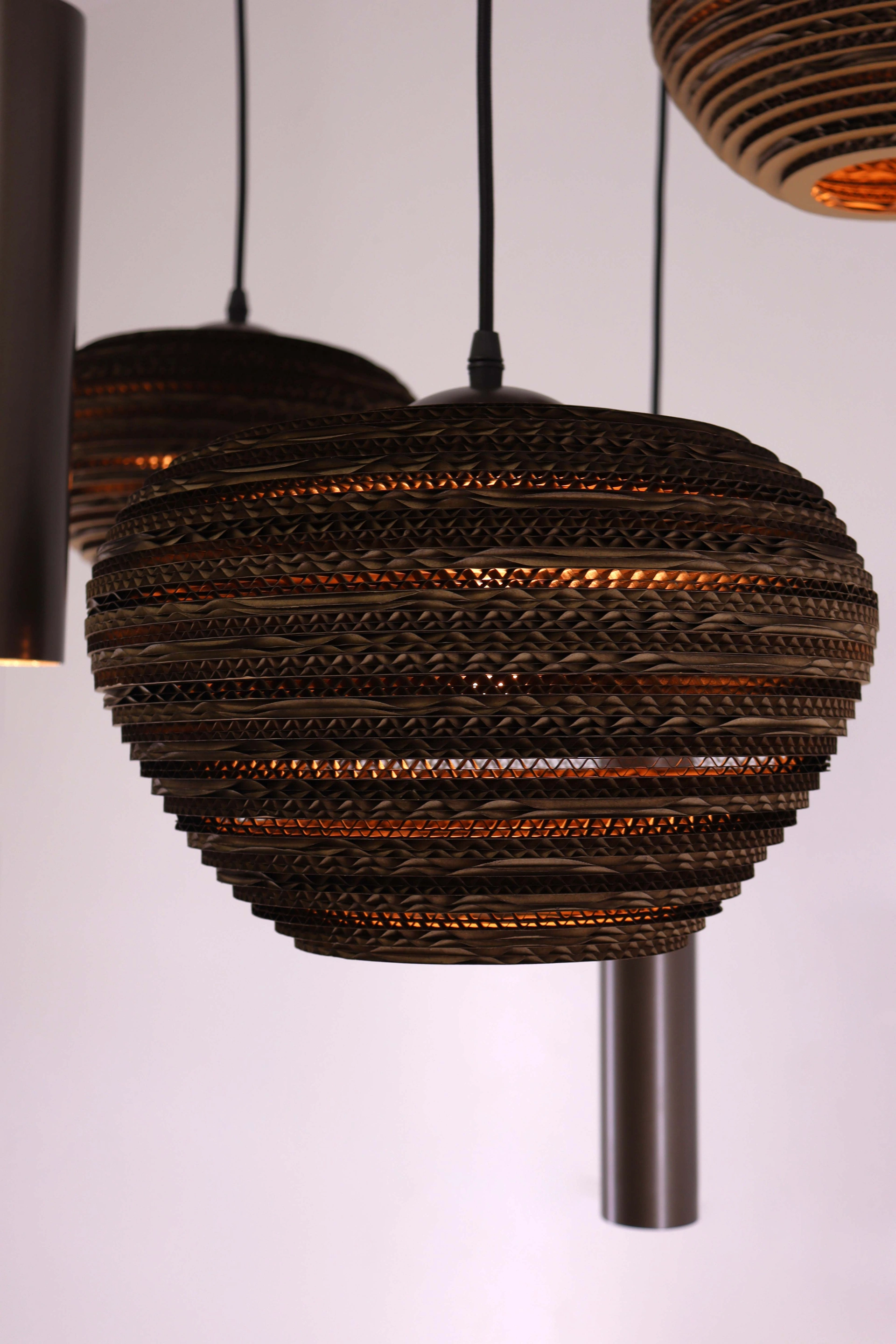Hanglamp Cacao Bruin 5-lichts – Kartonnen Kappen & Hangkokers – Diameter 70 cm 50292