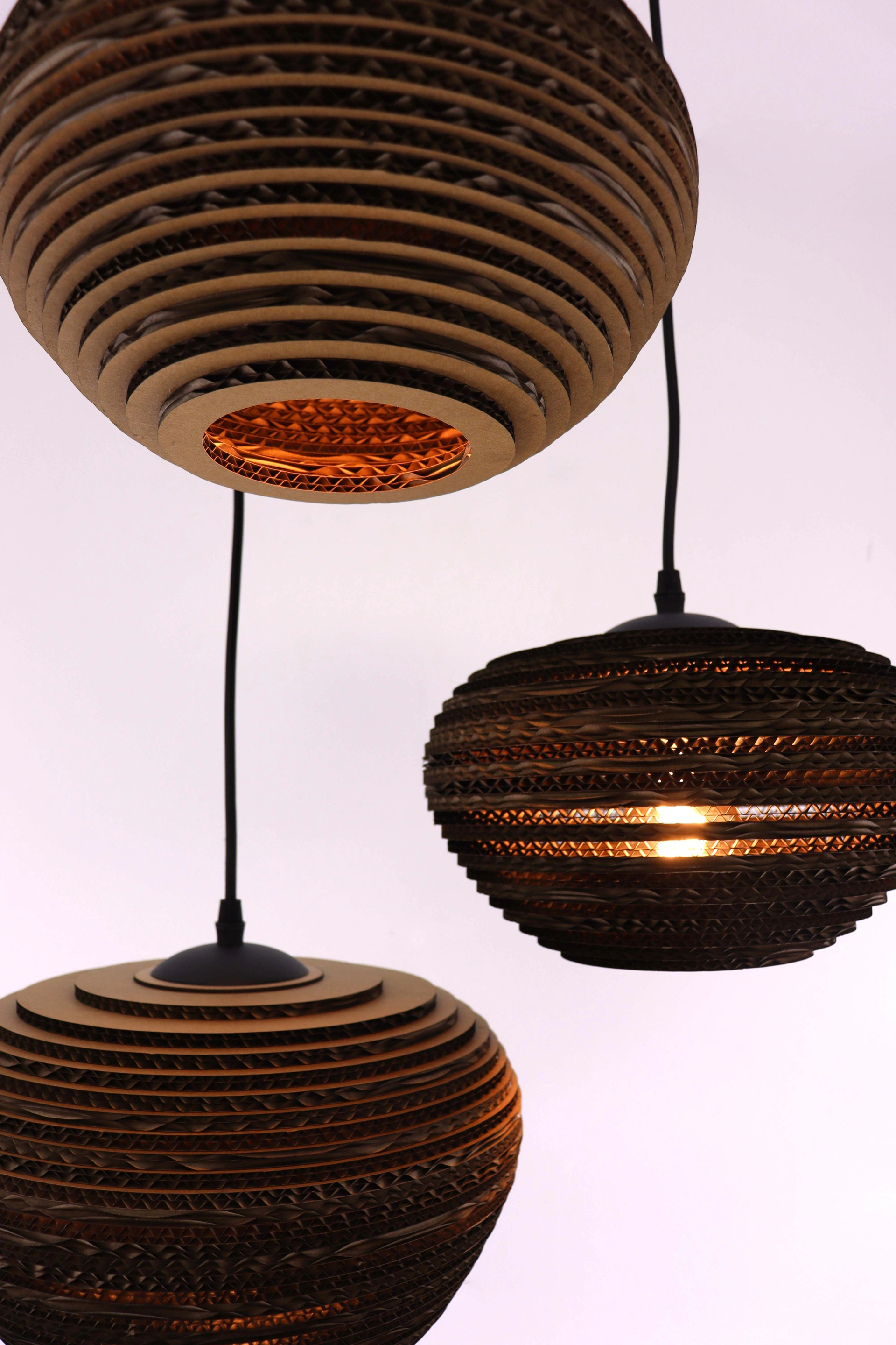 Kartonnen lamp 3 lichts, handgemaakte hanglamp 50266