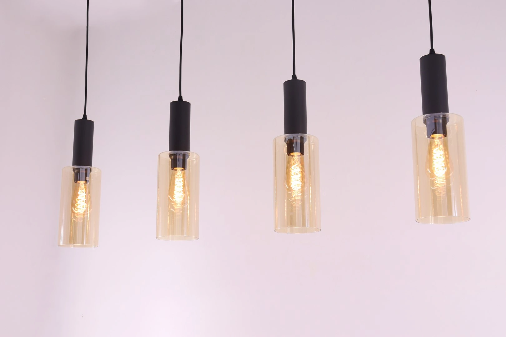 Hanglamp amber glas – 4 x E27 – 120 cm – Embar serie 61127