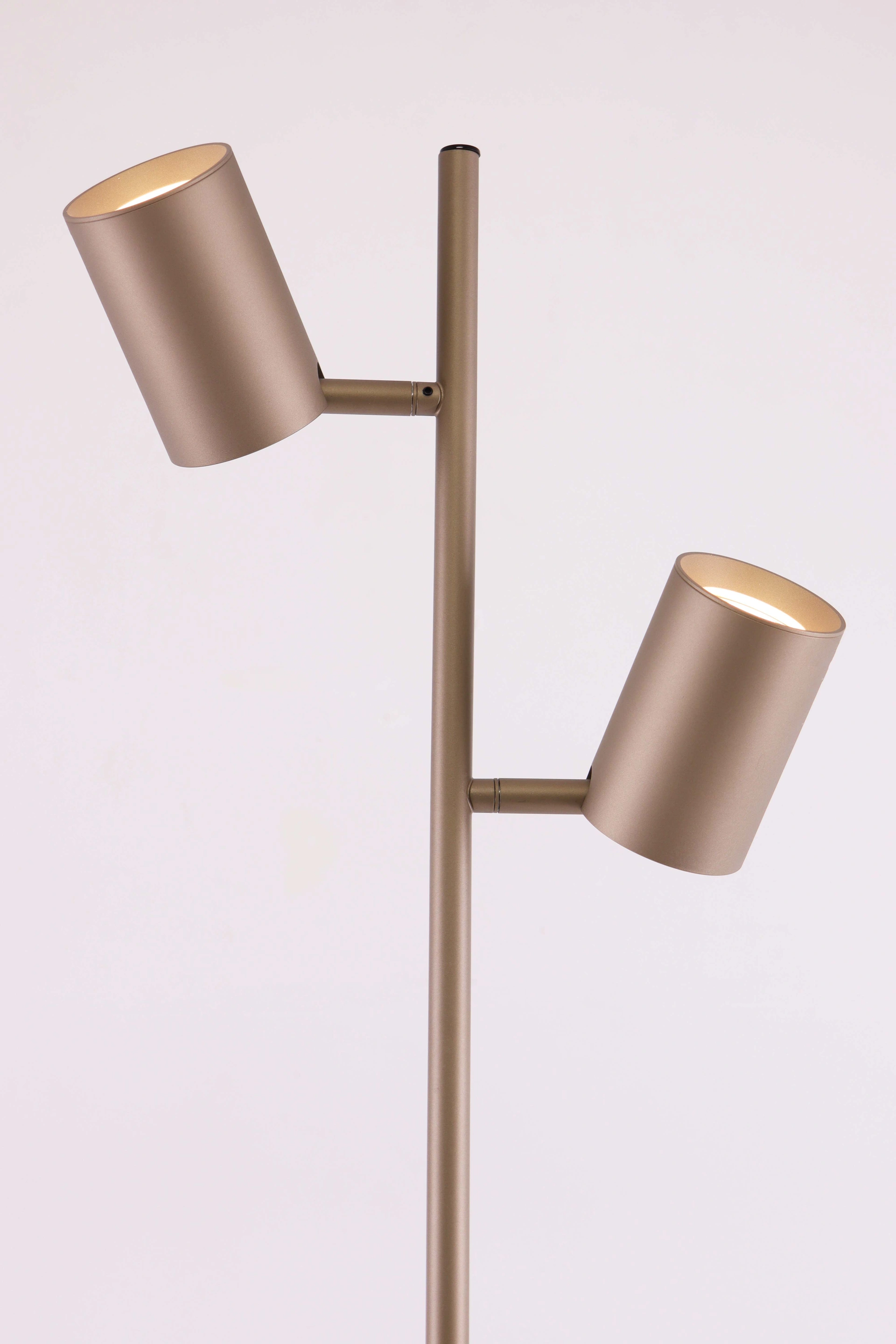 Vloerlamp 2-lichts verstelbare GU10 spots – champagne - Hoogte 150 cm 46502