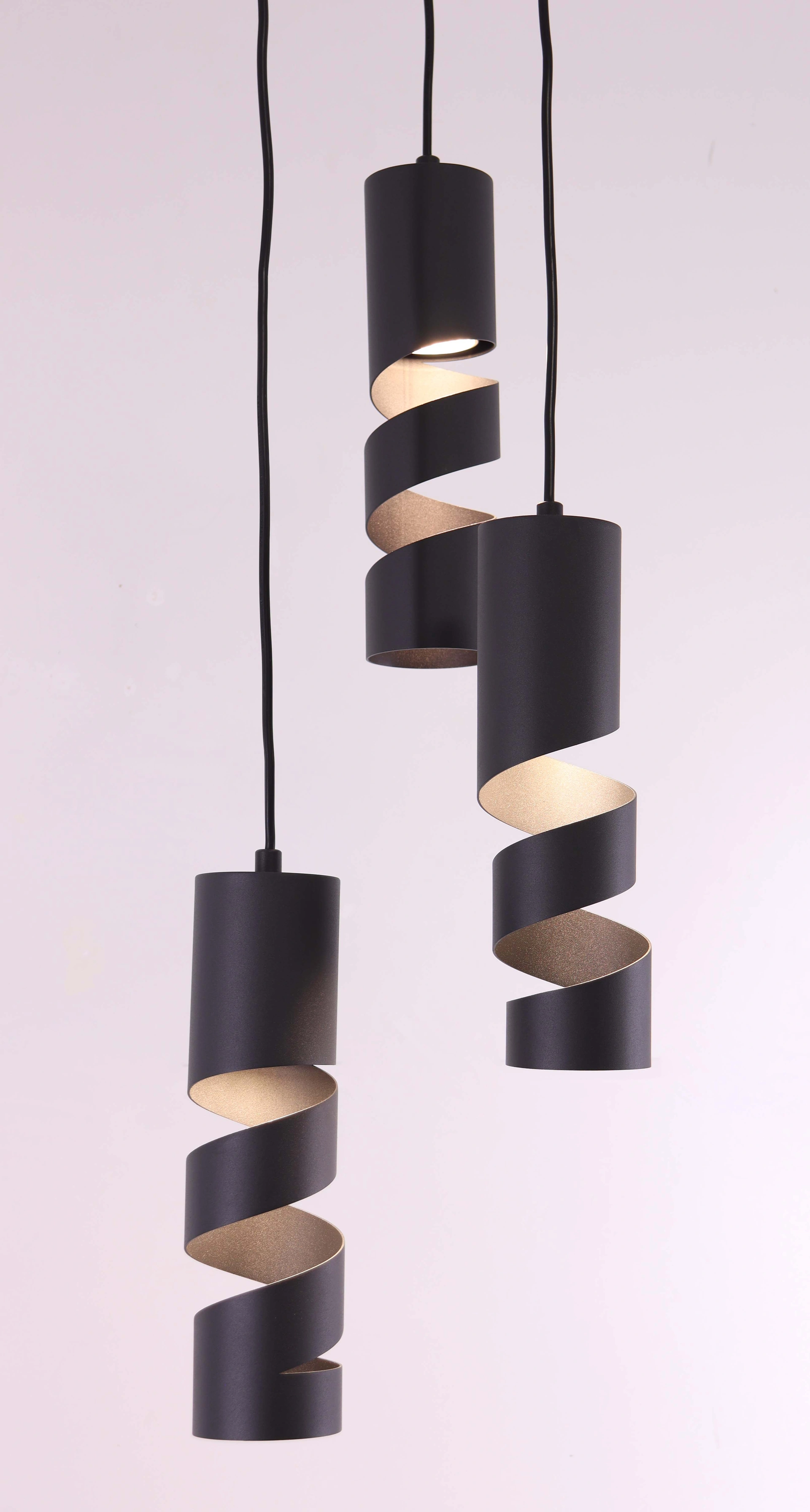 Hanglamp zwart - 3 lichts rond - kokers  46503