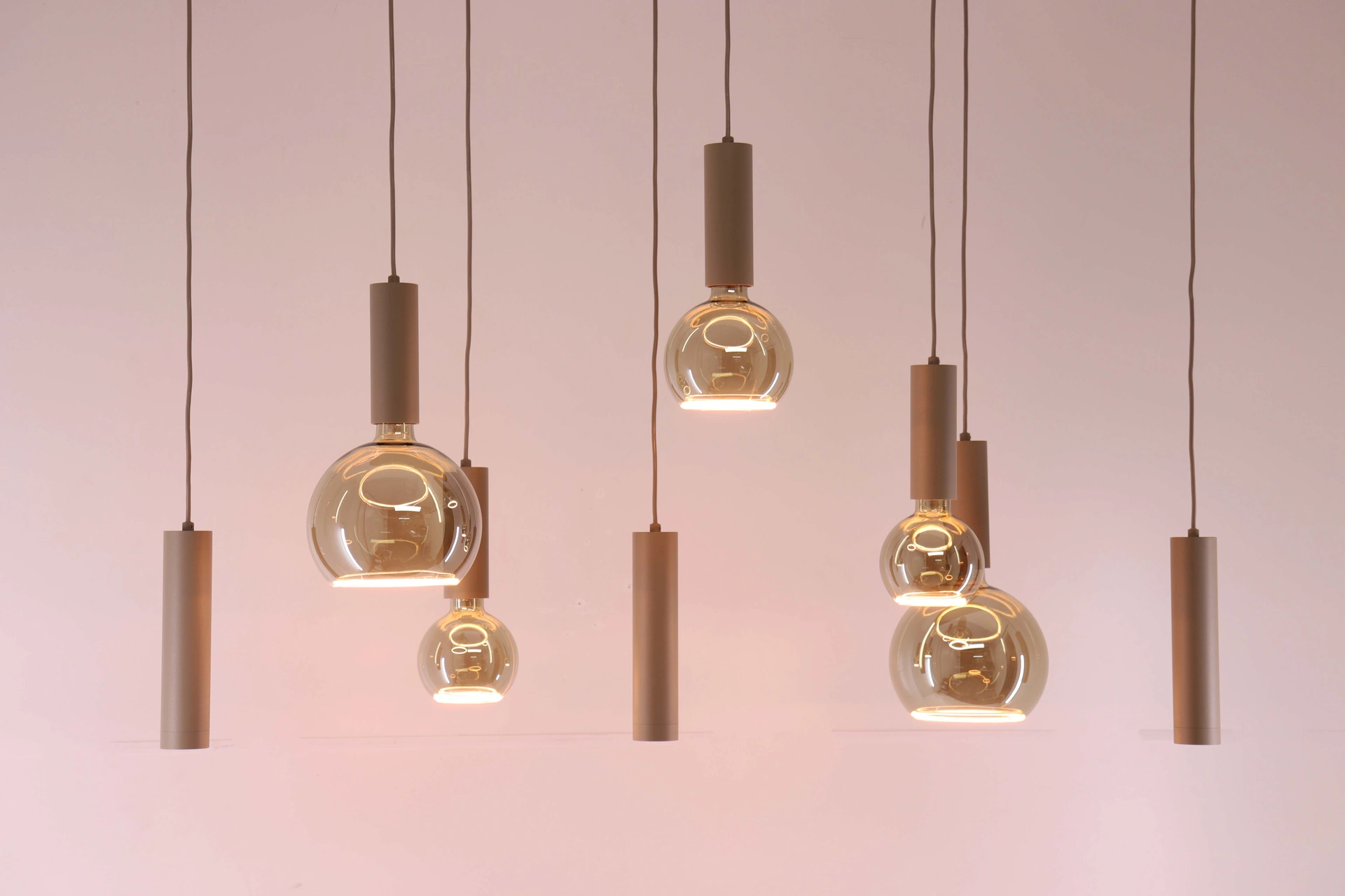 Hanglamp champagne zand 8-lichts 140 cm Segula Floating LED en GU10 spots 50276