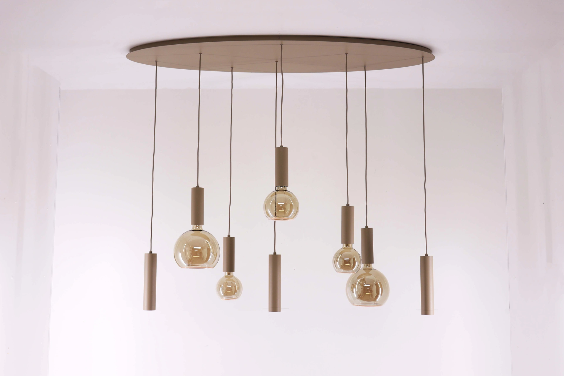 Hanglamp champagne zand 8-lichts 140 cm Segula Floating LED en GU10 spots 50276