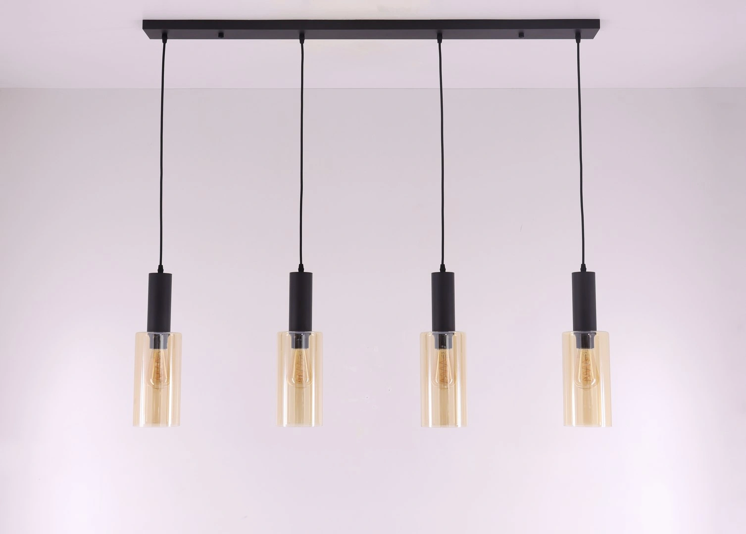 Hanglamp amber glas – 4 x E27 – 120 cm – Embar serie 61127