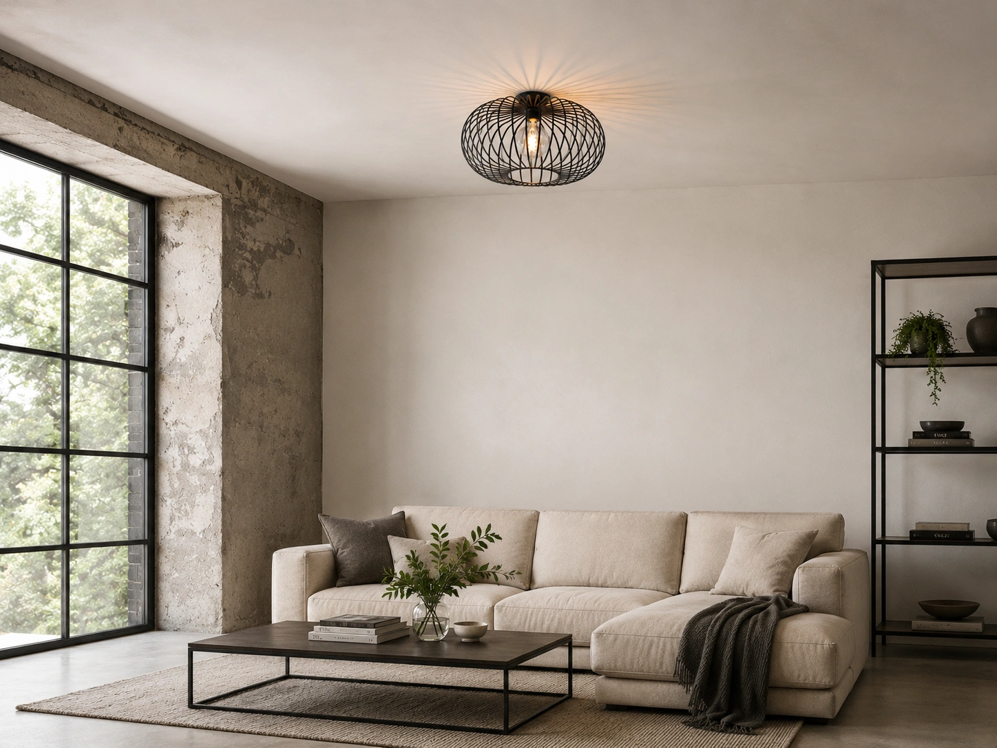 Plafondlamp - zwart metaal - 50cm