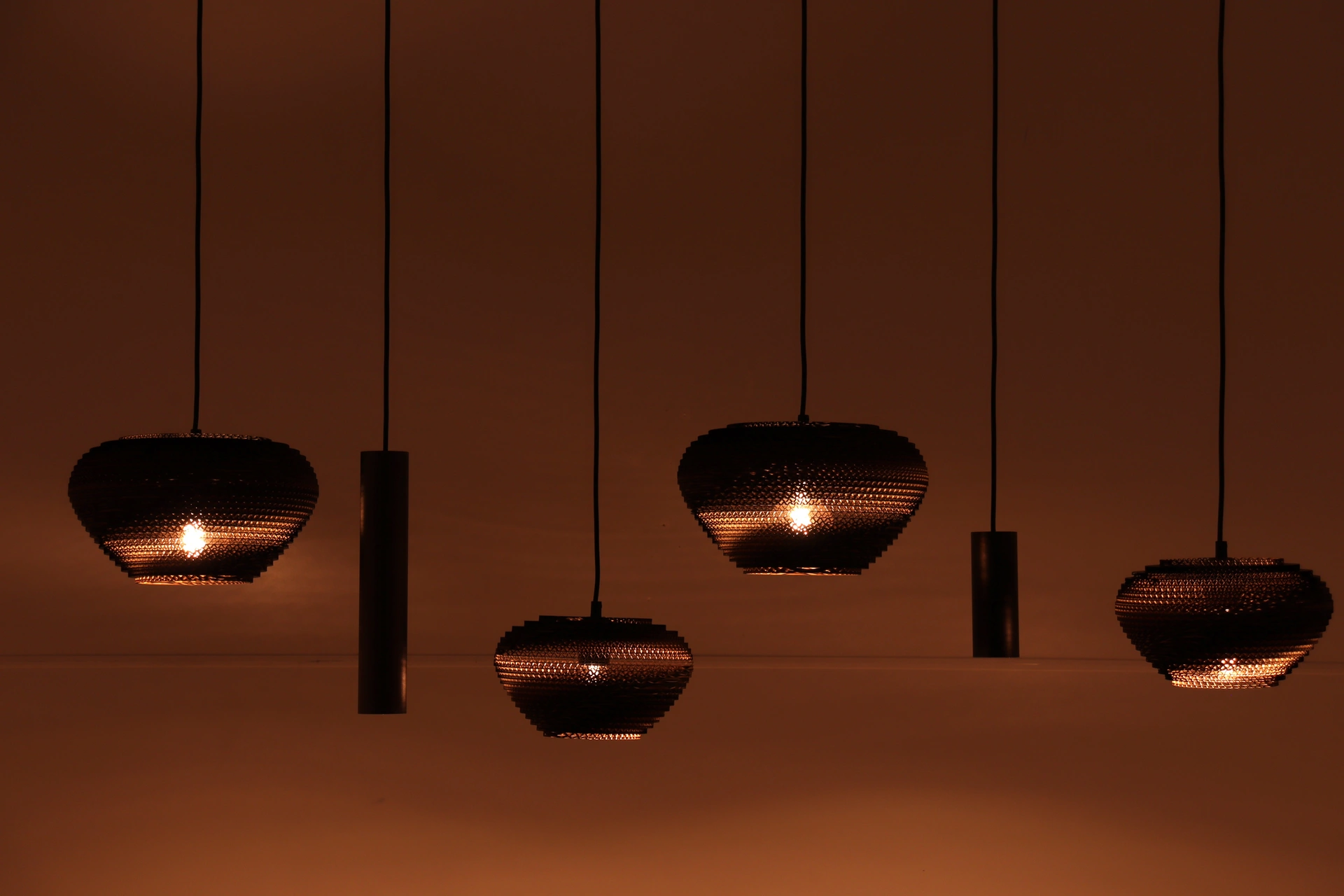 Hanglamp deens ovaal - Cacao think paper karton - 6 lichts 140cm  46546