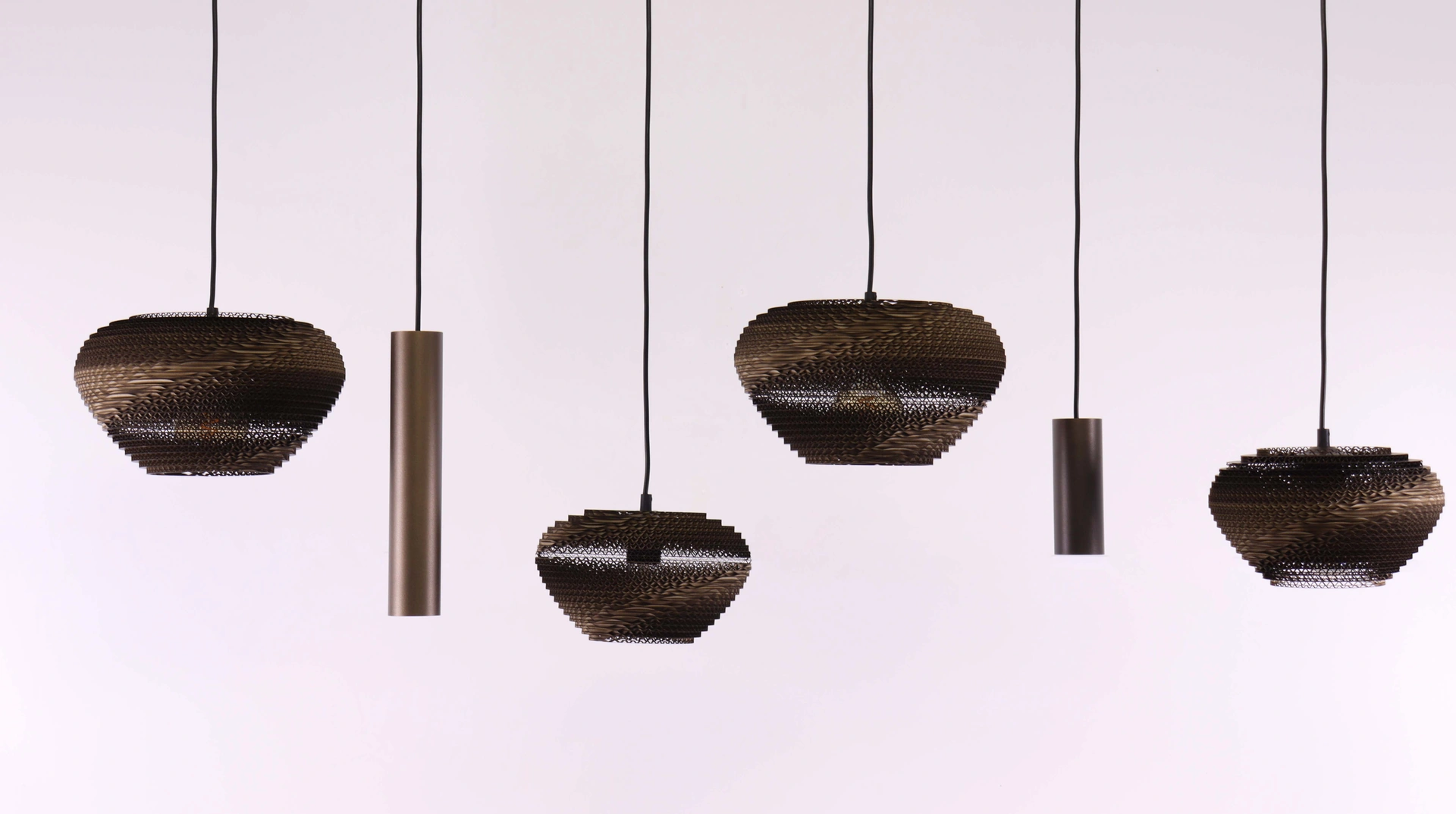 Hanglamp deens ovaal - Cacao think paper karton - 6 lichts 140cm  46546
