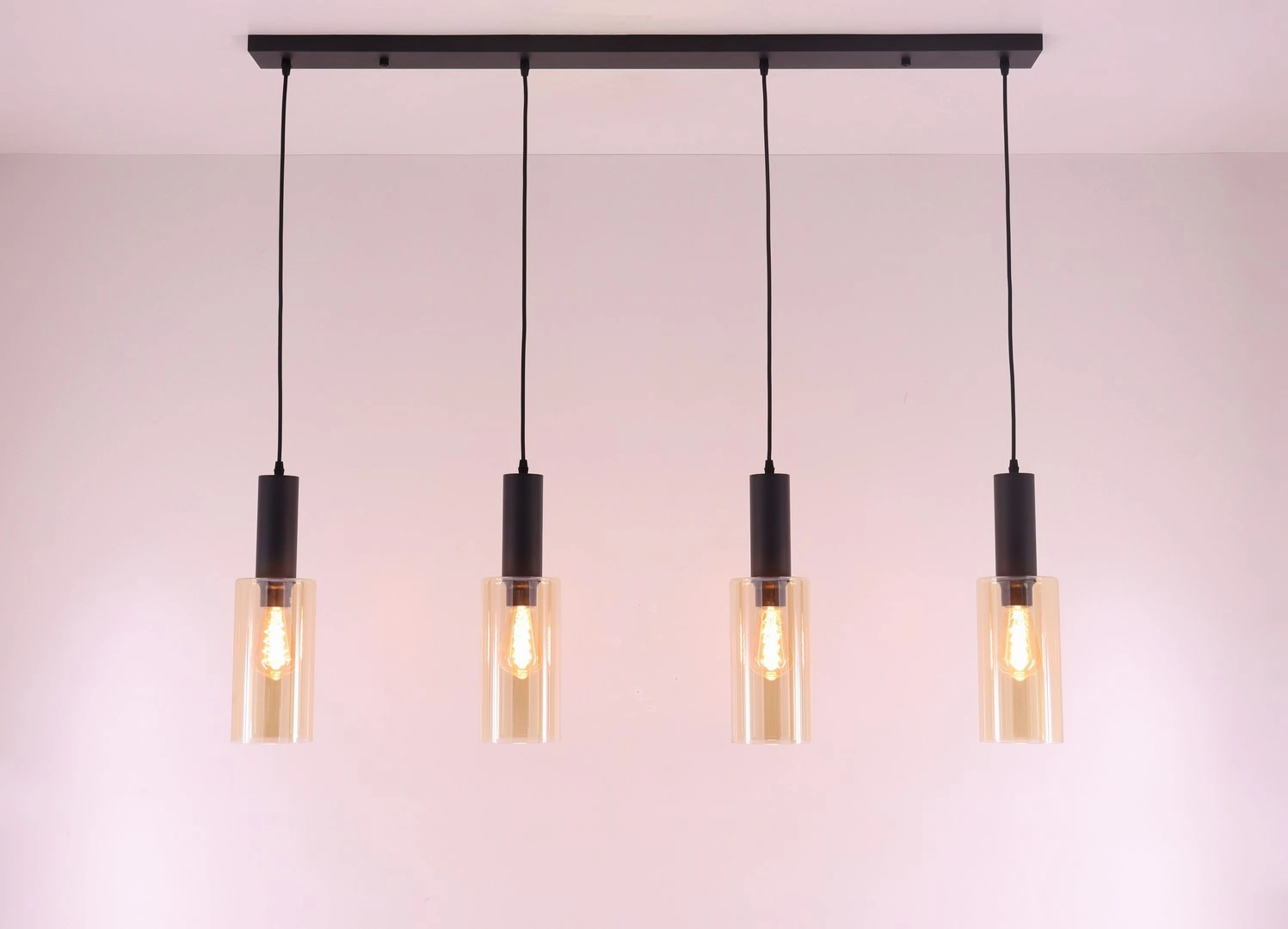 Hanglamp amber glas – 4 x E27 – 120 cm – Embar serie 61127