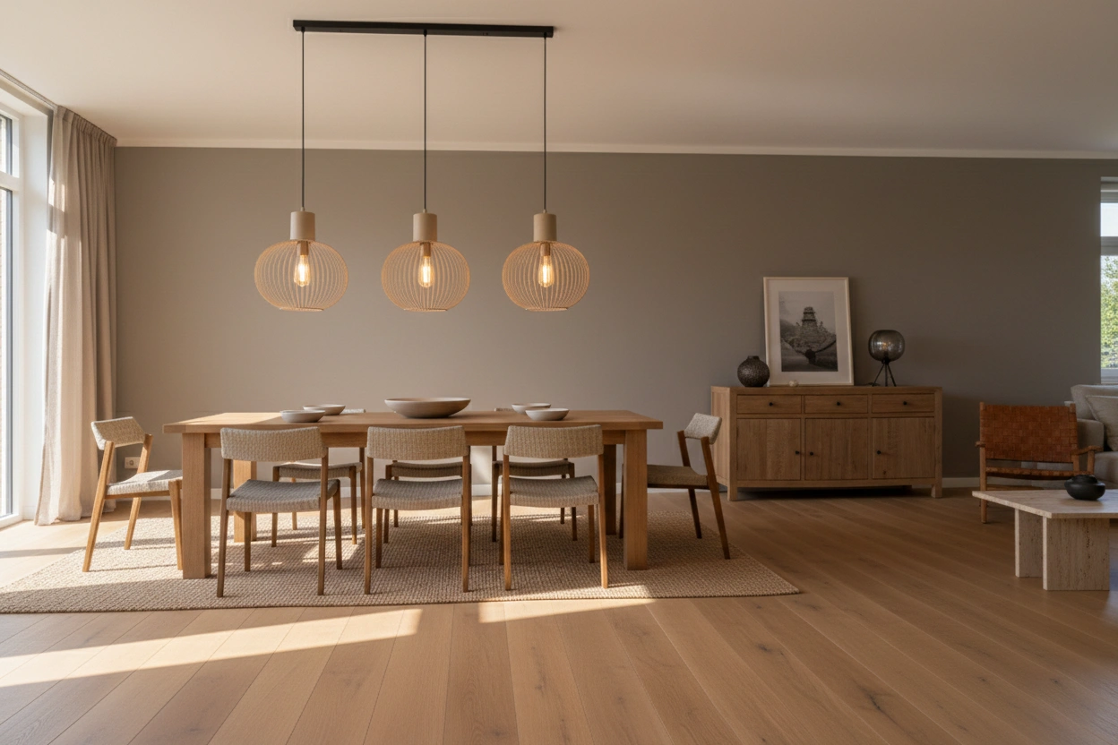 Drievoudige hanglamp zandkleur – Modern & sfeervol 46351
