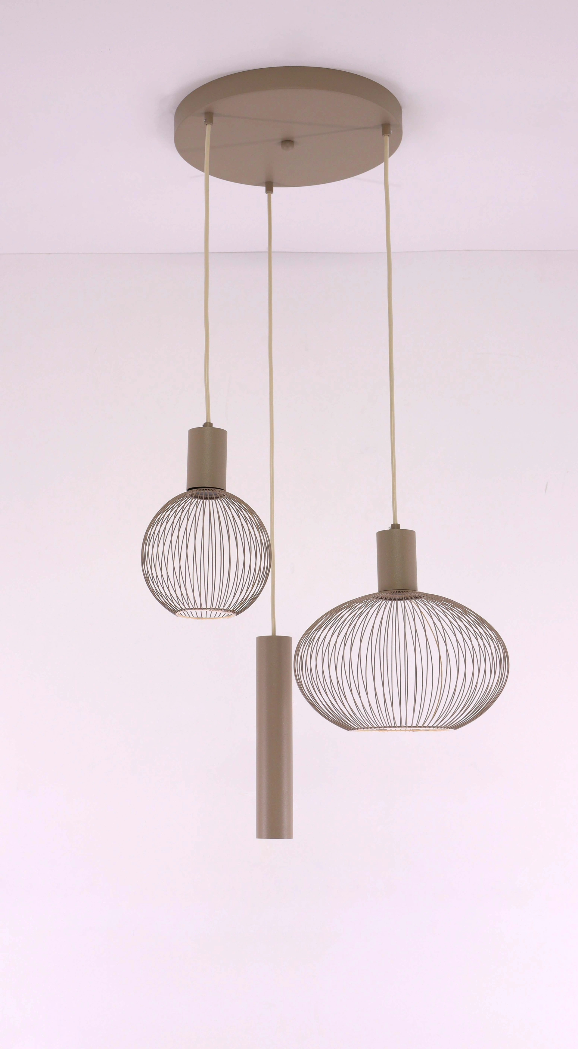 Hanglamp beige rond - Exclusief segula floating filo 3 lichts - Diameter 35cm 46638