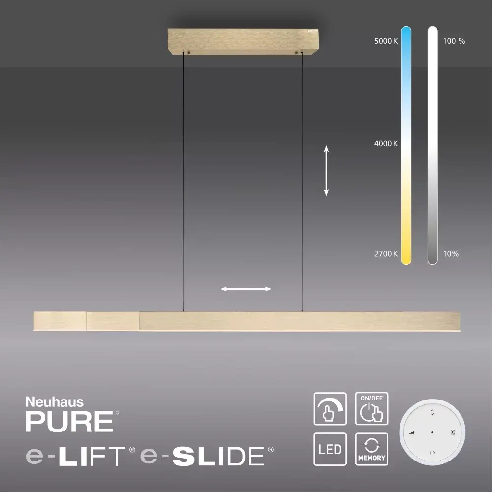 Hanglamp easy Lift + e-Slide L 120-200 cm Mat Goud 45826