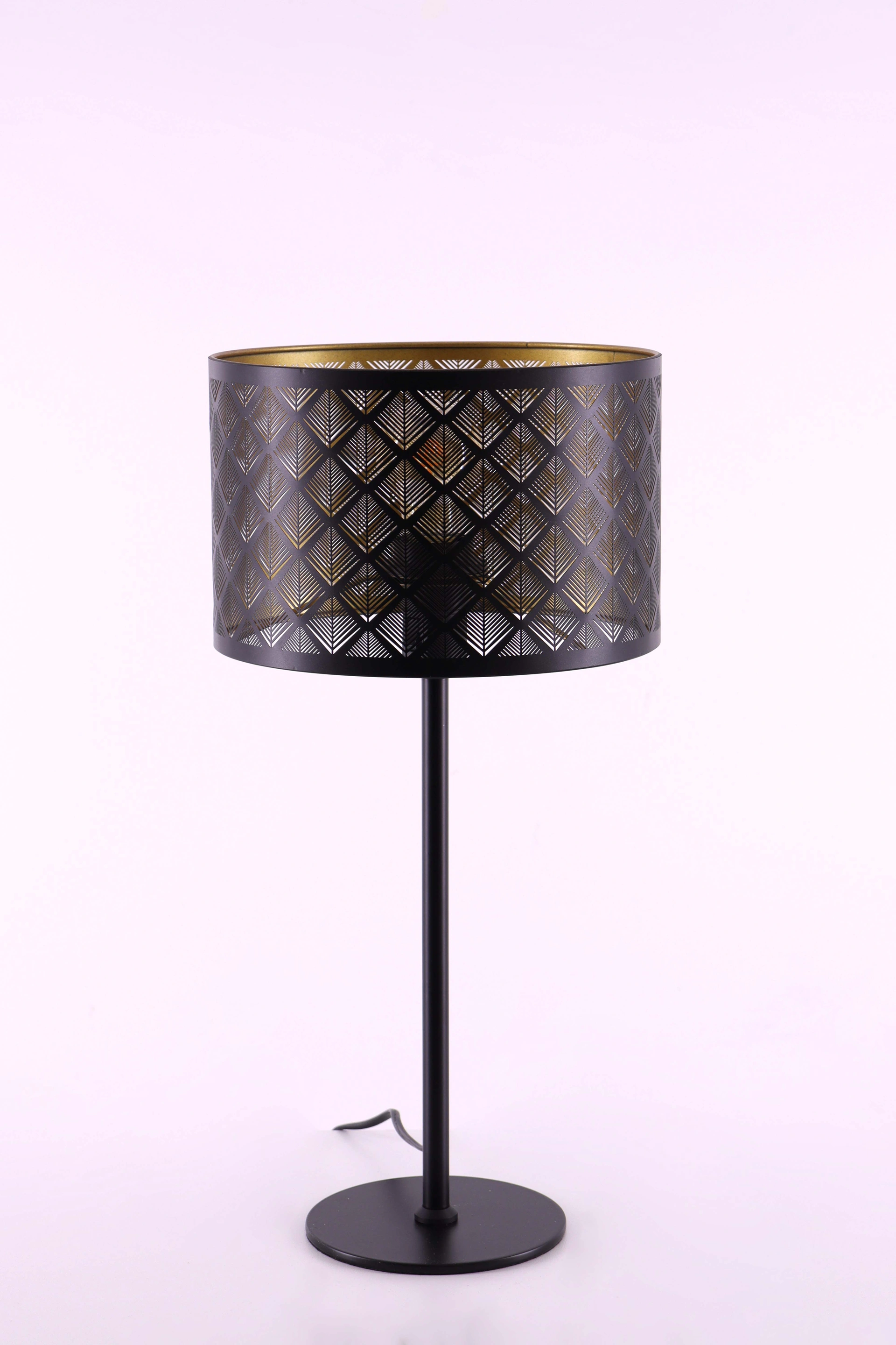 Tafellamp zwart met zwart/goud kap - Hoogte 50cm 46183