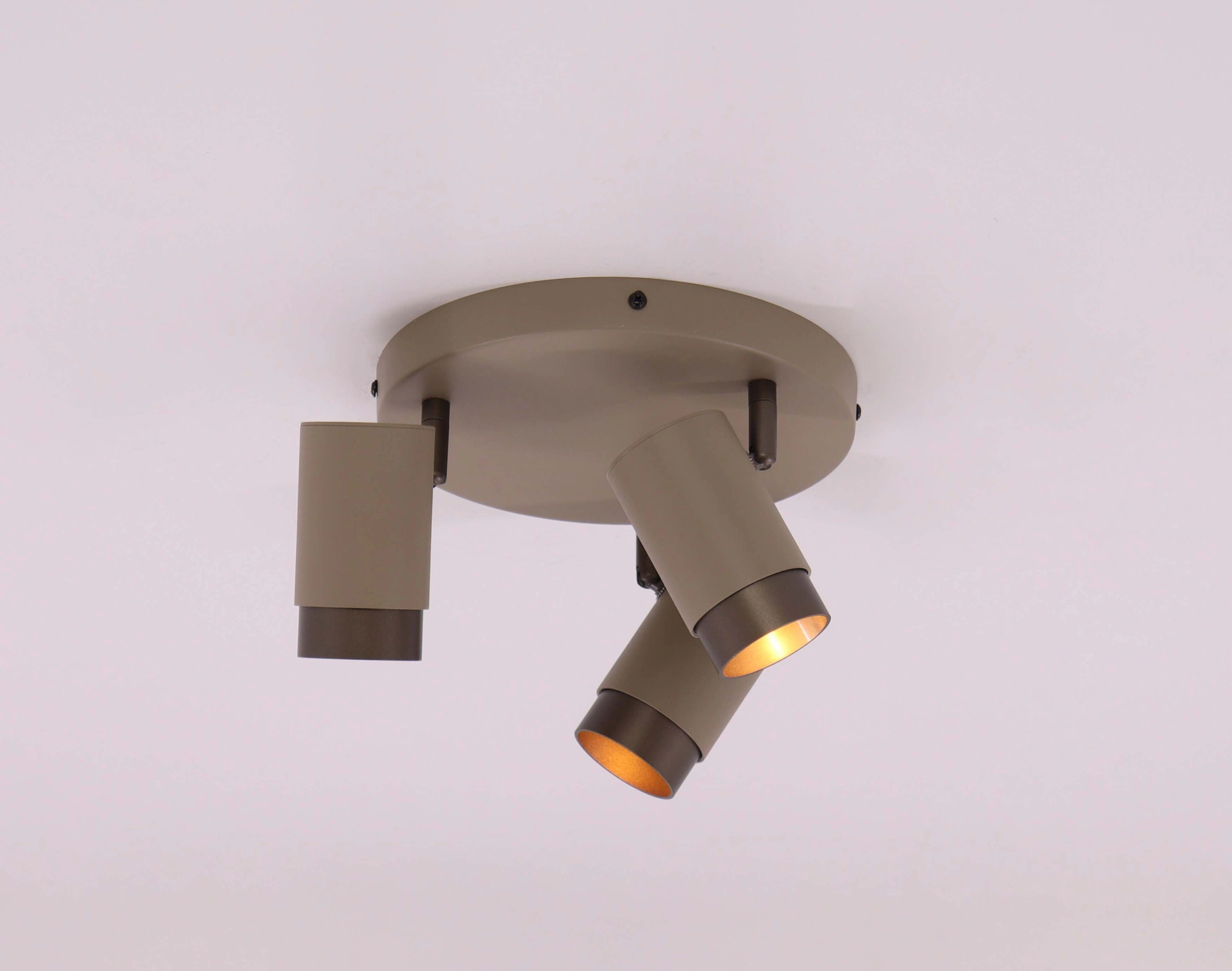 Opbouwspot rond - 3 lichts Gu10 - zand beige met cacao bruin  61222