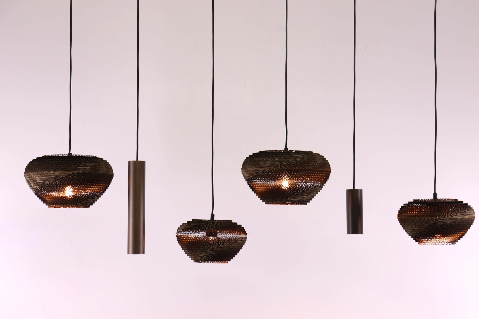 Hanglamp deens ovaal - Cacao think paper karton - 6 lichts 140cm  46546