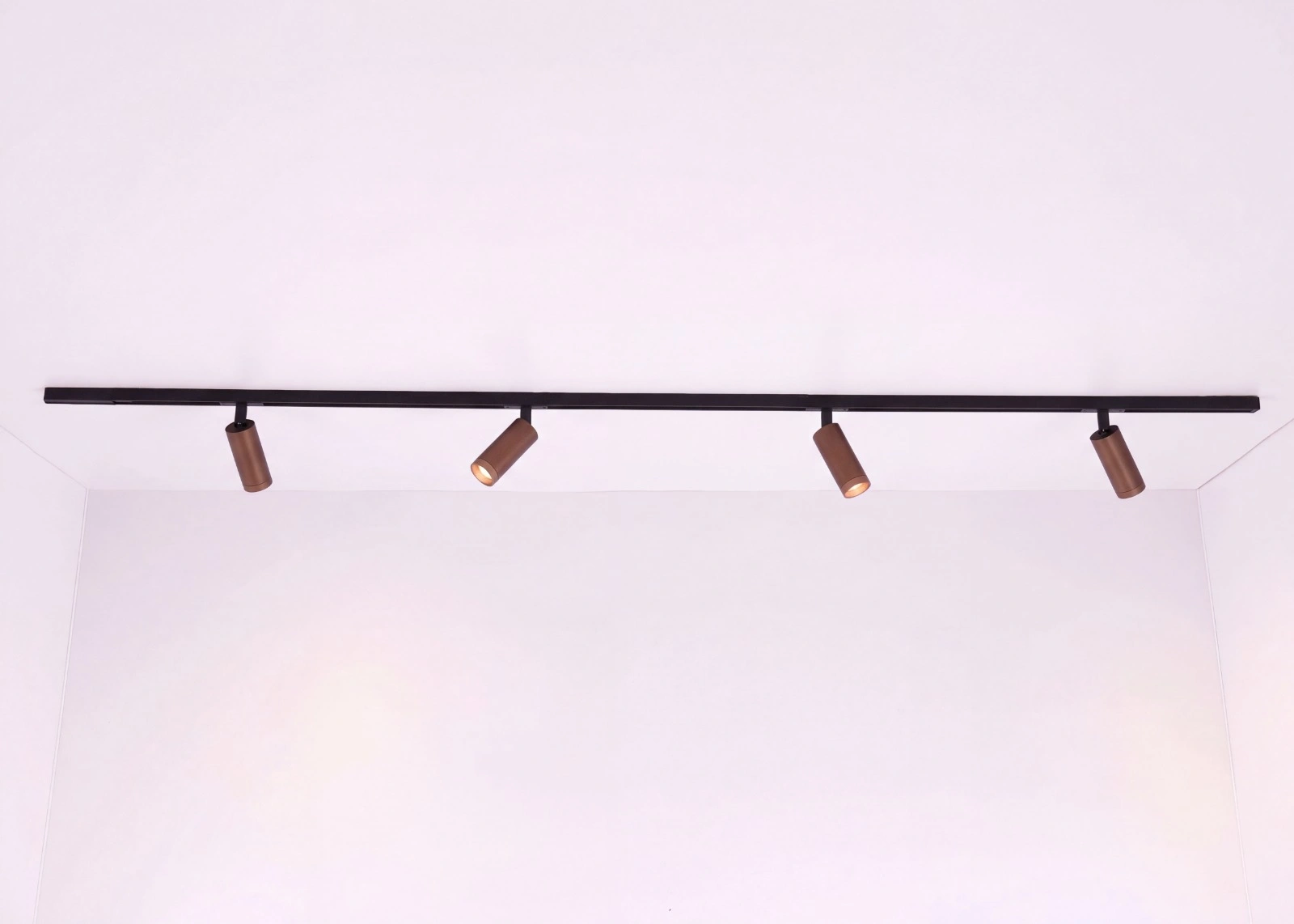 Complete railverlichting set FLAT LUXE 2 meter zwart met 4 coffee Domino spots incl. LED SW10614
