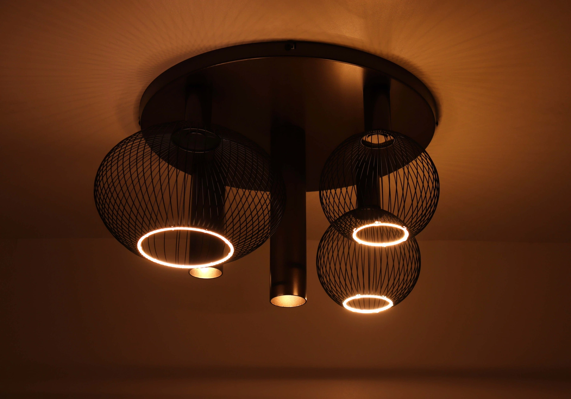 Plafondlamp cacao bruin 5 lichts – Inclusief Segula Floating Filo zwart – Diameter 50 cm 50296