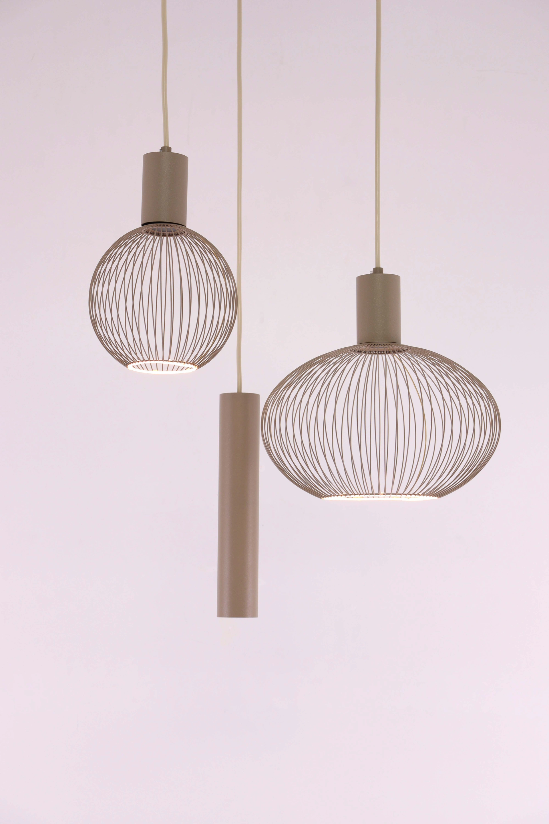 Hanglamp beige rond - Exclusief segula floating filo 3 lichts - Diameter 35cm 46638