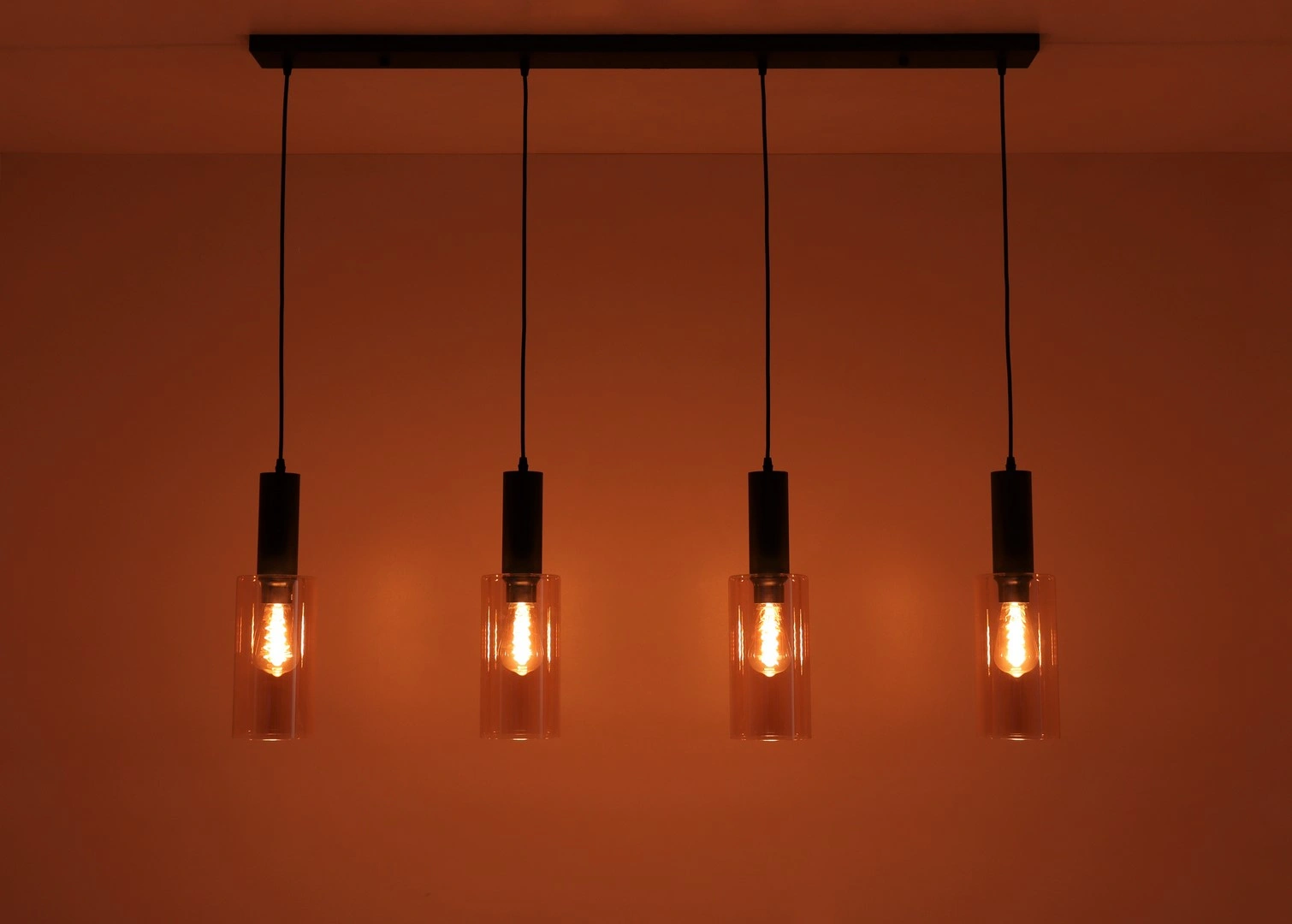 Hanglamp amber glas – 4 x E27 – 120 cm – Embar serie 61127