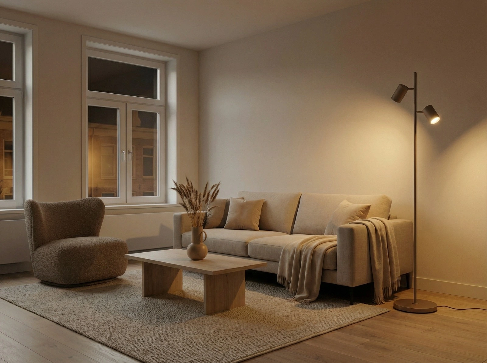 Vloerlamp 2-lichts verstelbare GU10 spots – champagne - Hoogte 150 cm 46502
