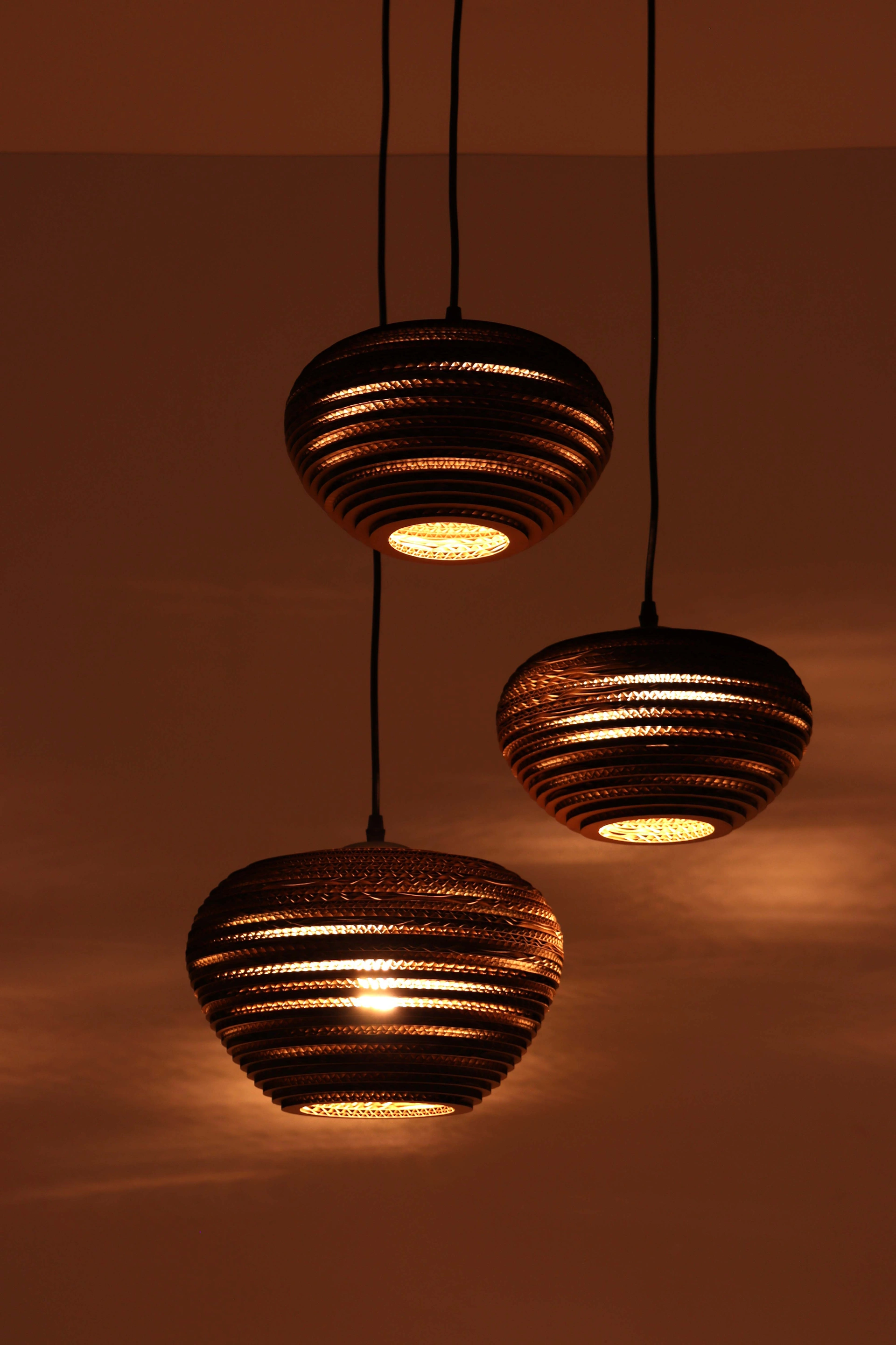 Kartonnen lamp 3 lichts, handgemaakte hanglamp 50266