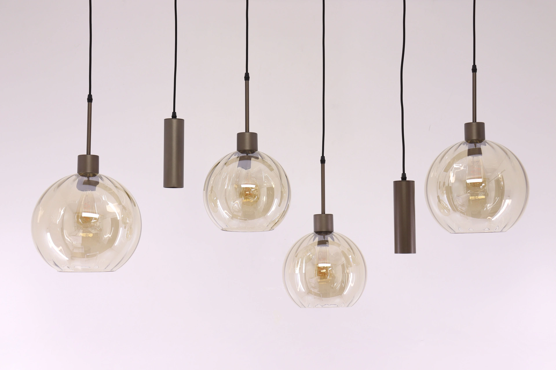 Moderne hanglamp cacao amber glas 130 cm 6 lichts 61215