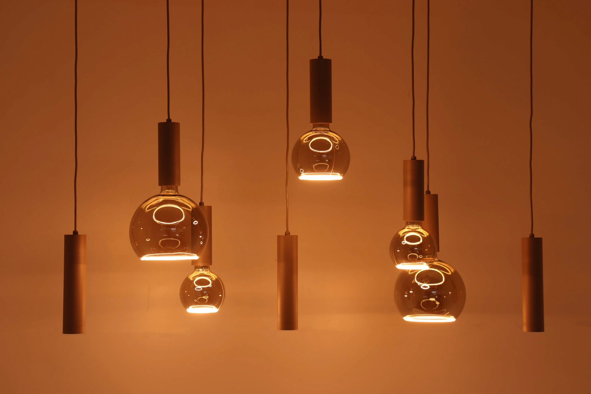 Hanglamp champagne zand 8-lichts 140 cm Segula Floating LED en GU10 spots 50276