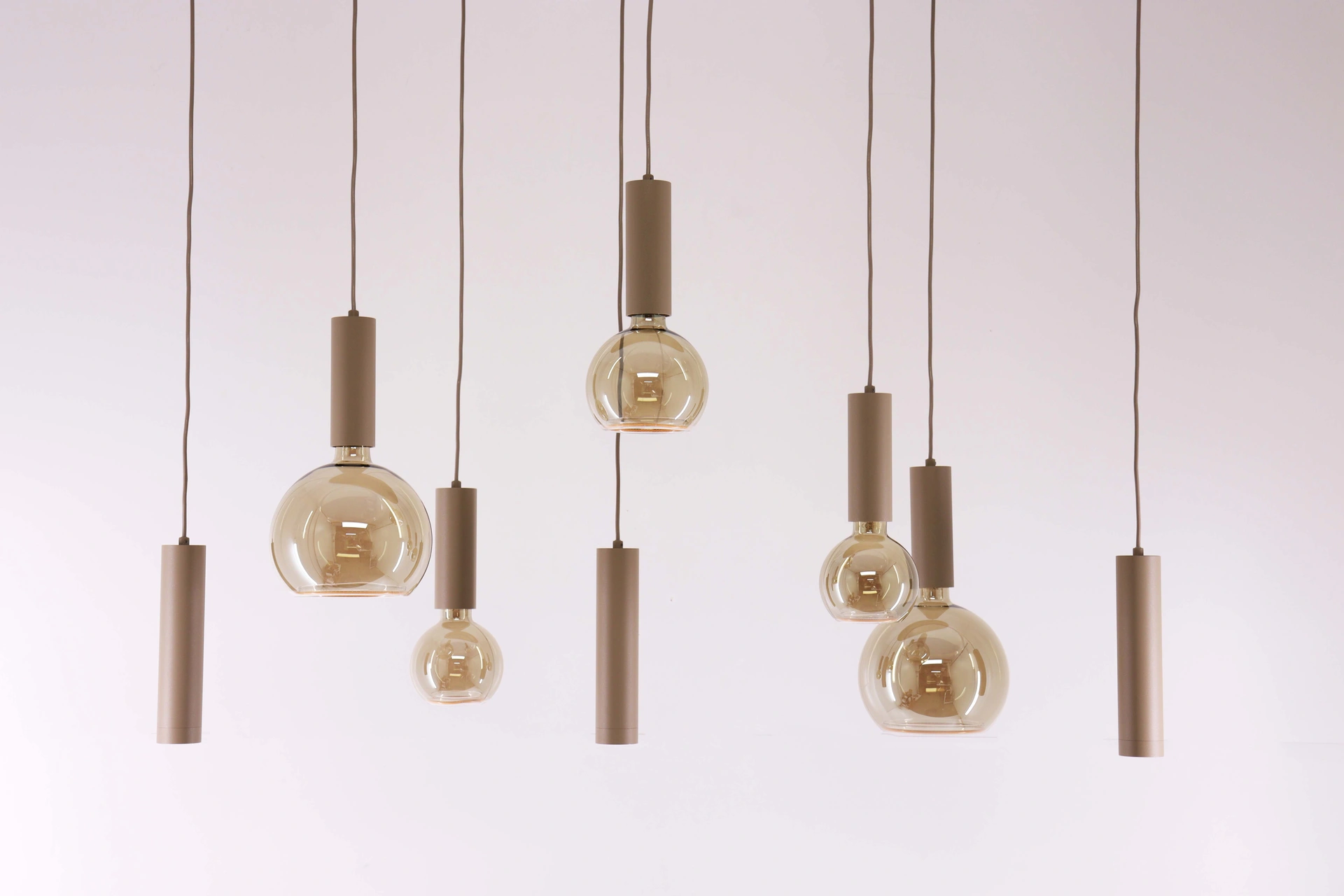 Hanglamp champagne zand 8-lichts 140 cm Segula Floating LED en GU10 spots 50276