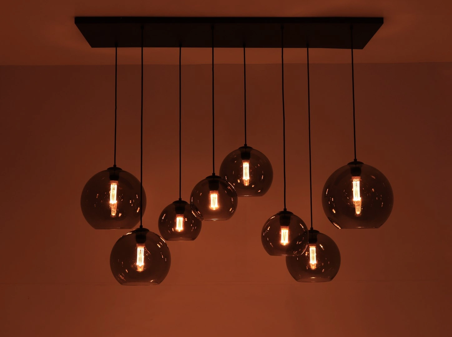 Hanglamp 8lichts - 8 Grey getint glazen - 135cm  50203