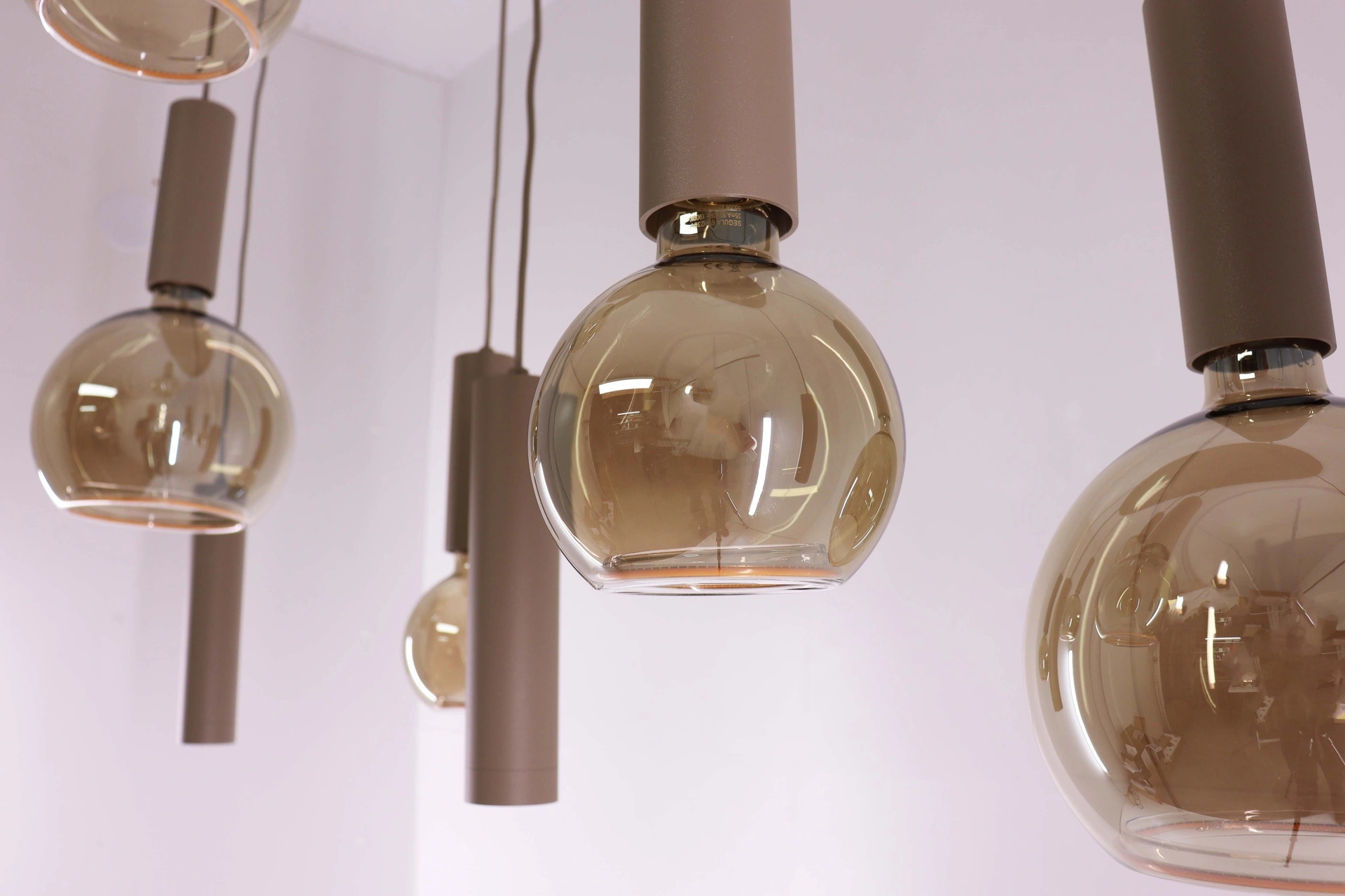 Hanglamp champagne zand 8-lichts 140 cm Segula Floating LED en GU10 spots 50276