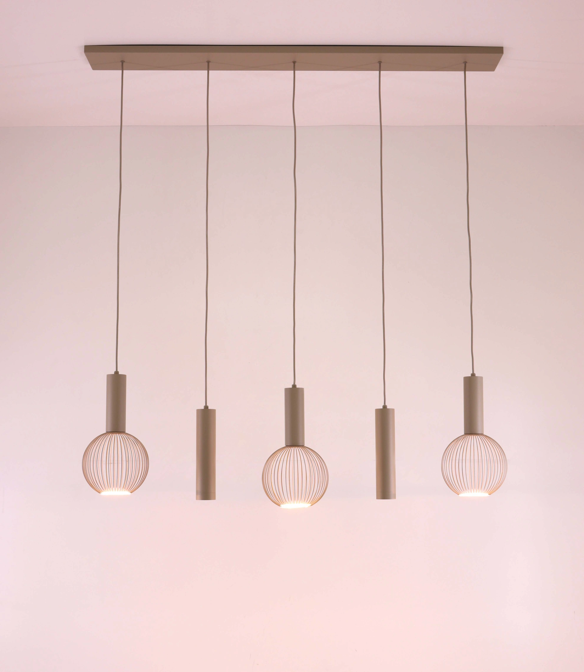 Hanglamp 5-lichts zandkleur – incl. Segula Filo Ø18 cm – 118 cm 50305
