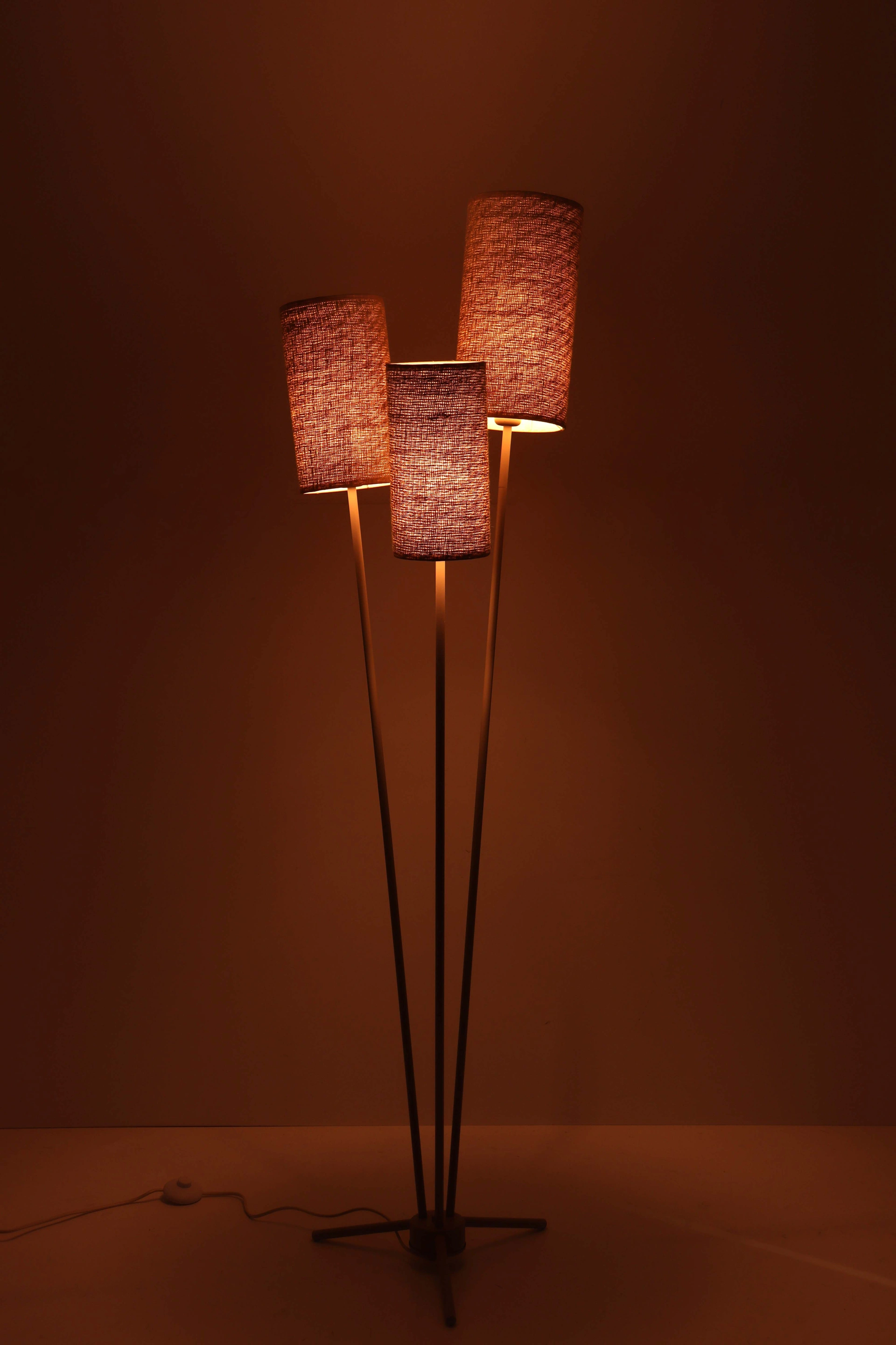 Vloerlamp zandkleur - 3lichts - Stoffen kappen - Hoogte 170cm  46620