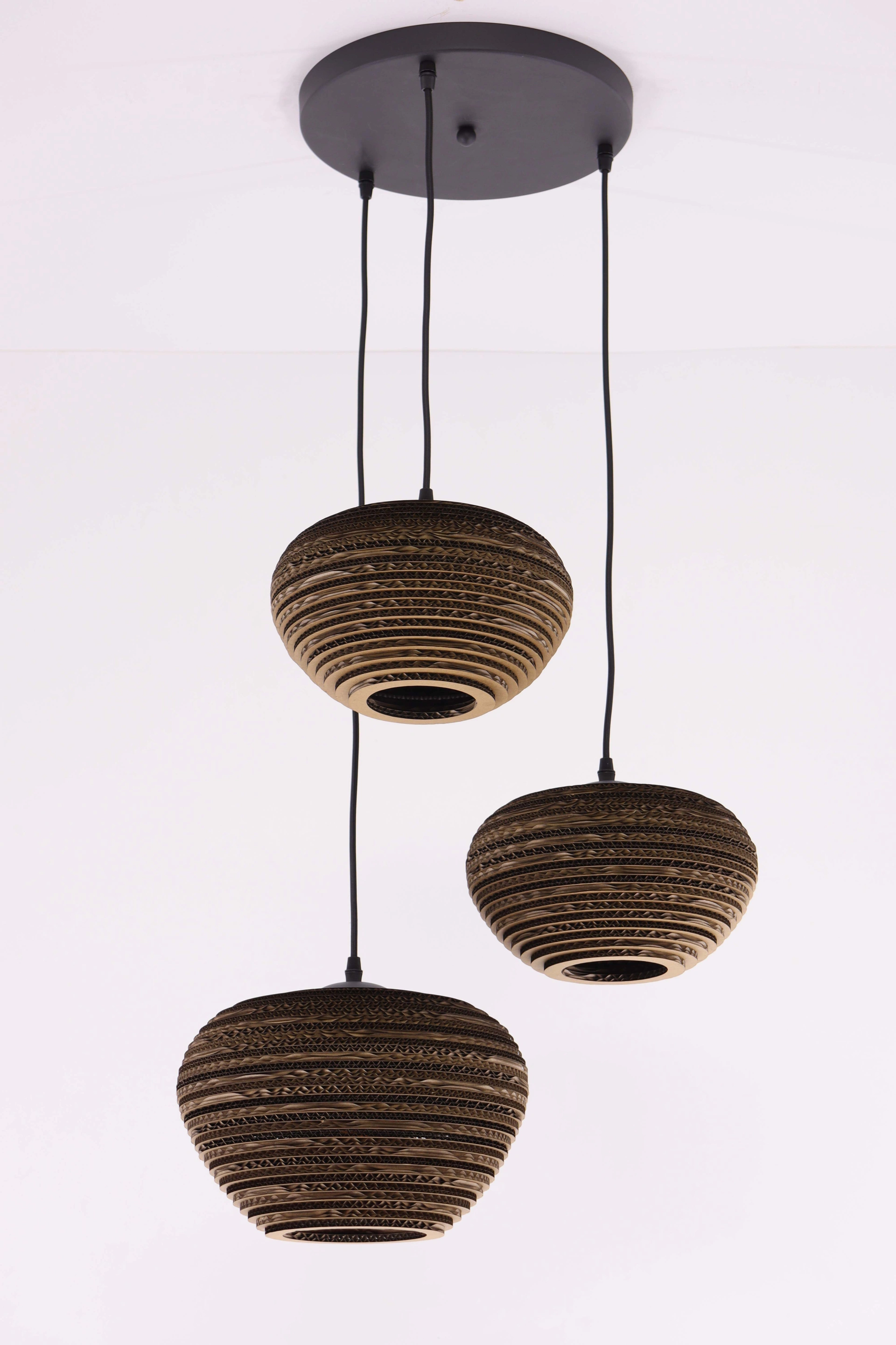Kartonnen lamp 3 lichts, handgemaakte hanglamp 50266