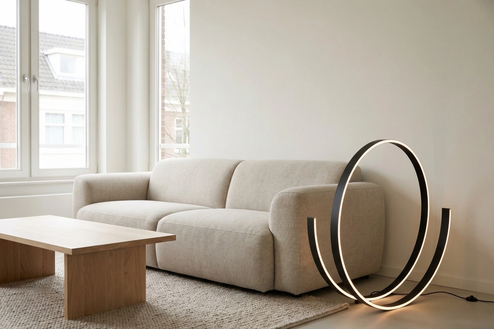 Design LED vloerlamp met ronde vormen – zwart 46477