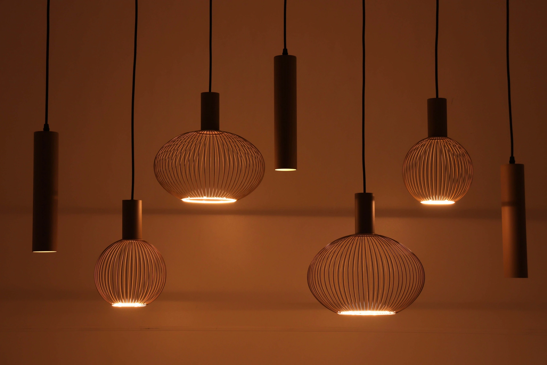 Hanglamp zand 7-lichts - segula floating filo met kokers - Lengte 130cm 50269