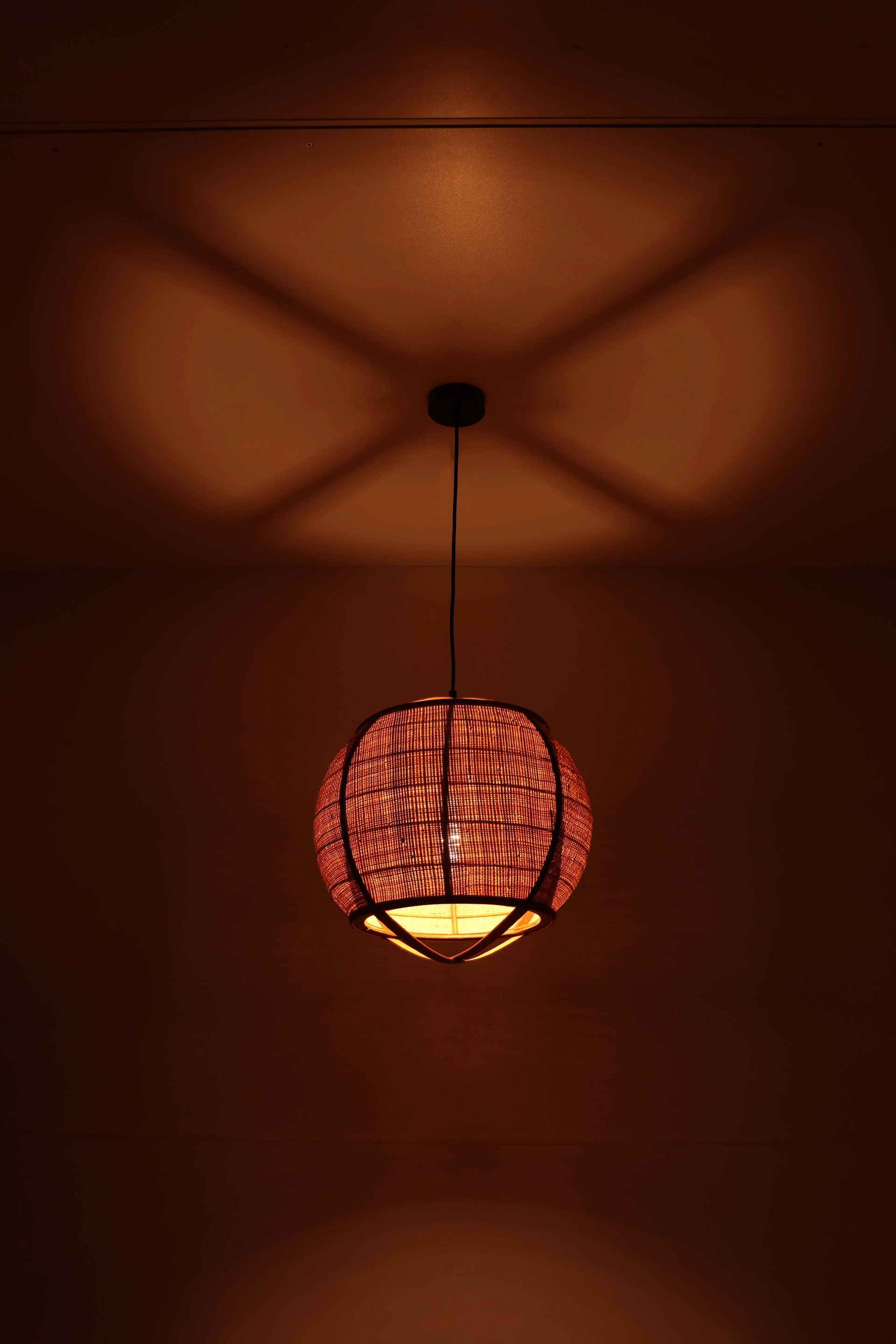 Hanglamp licht rotan met houten frame – naturel Ø41 cm 46468