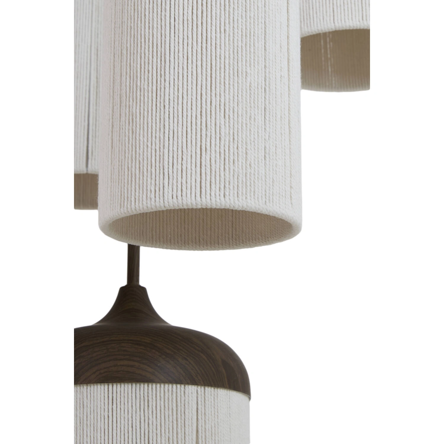 5-lichts Hanglamp Rovena - donkerbruine houtlook met crème touw – Ø50 cm SW10552