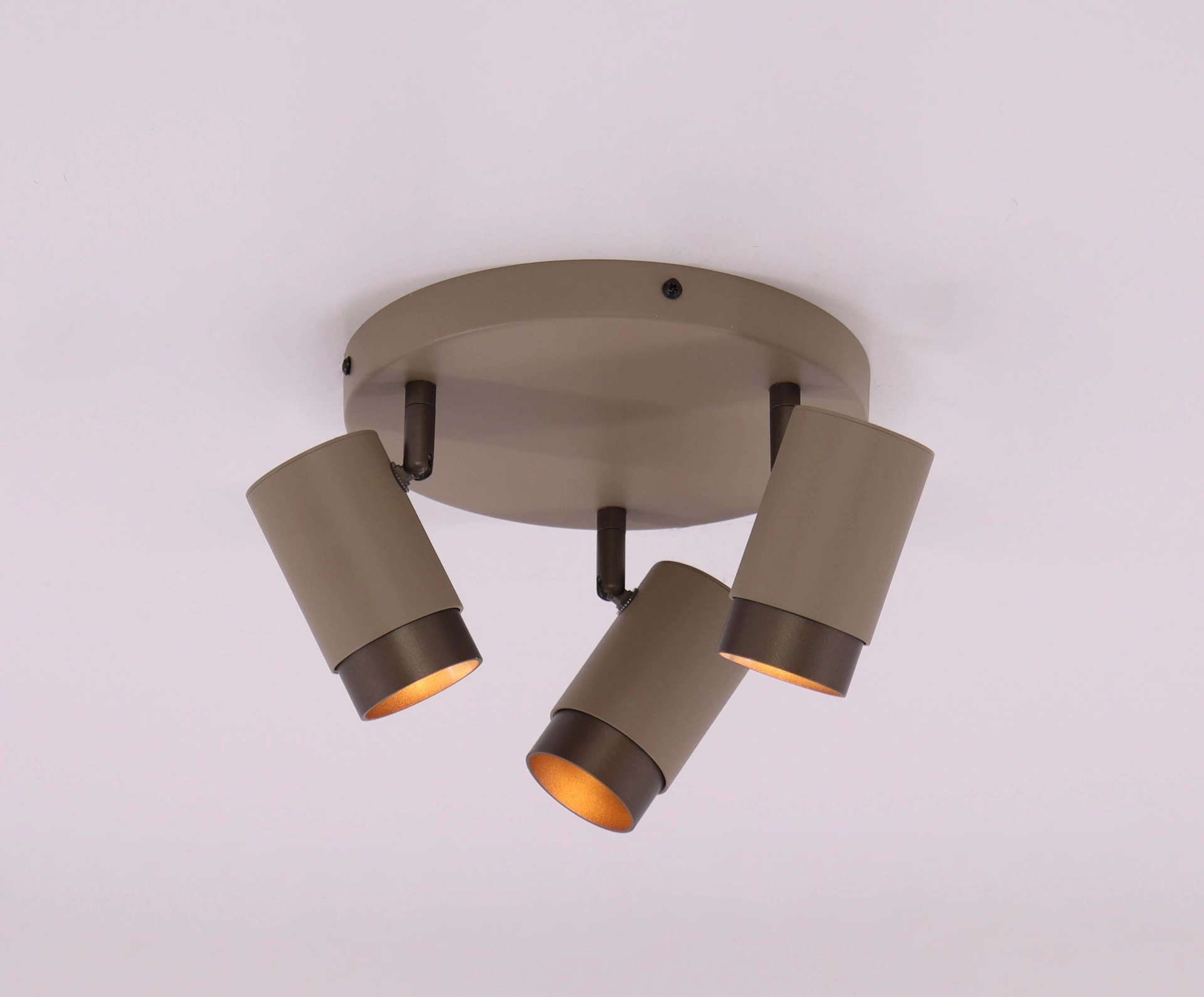 Opbouwspot rond - 3 lichts Gu10 - zand beige met cacao bruin  61222