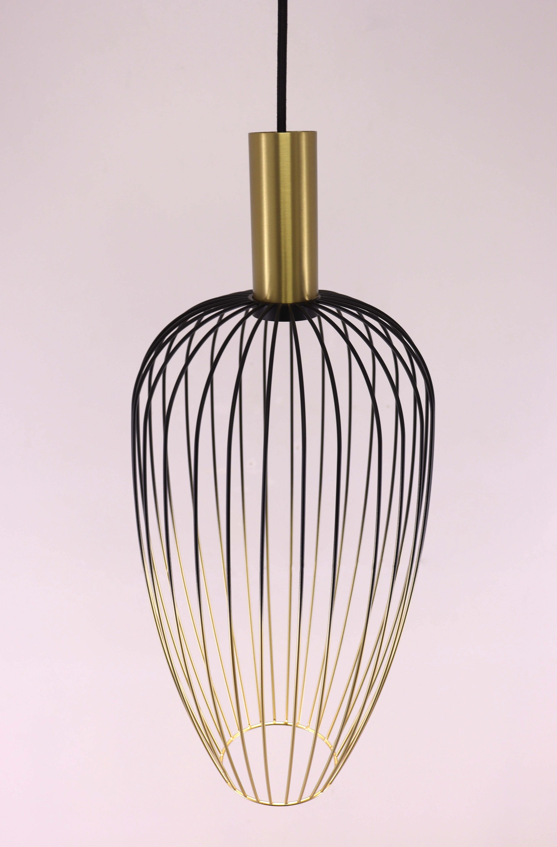 Hanglamp zwart/goud - 3 lichts wire - 100cm 46635