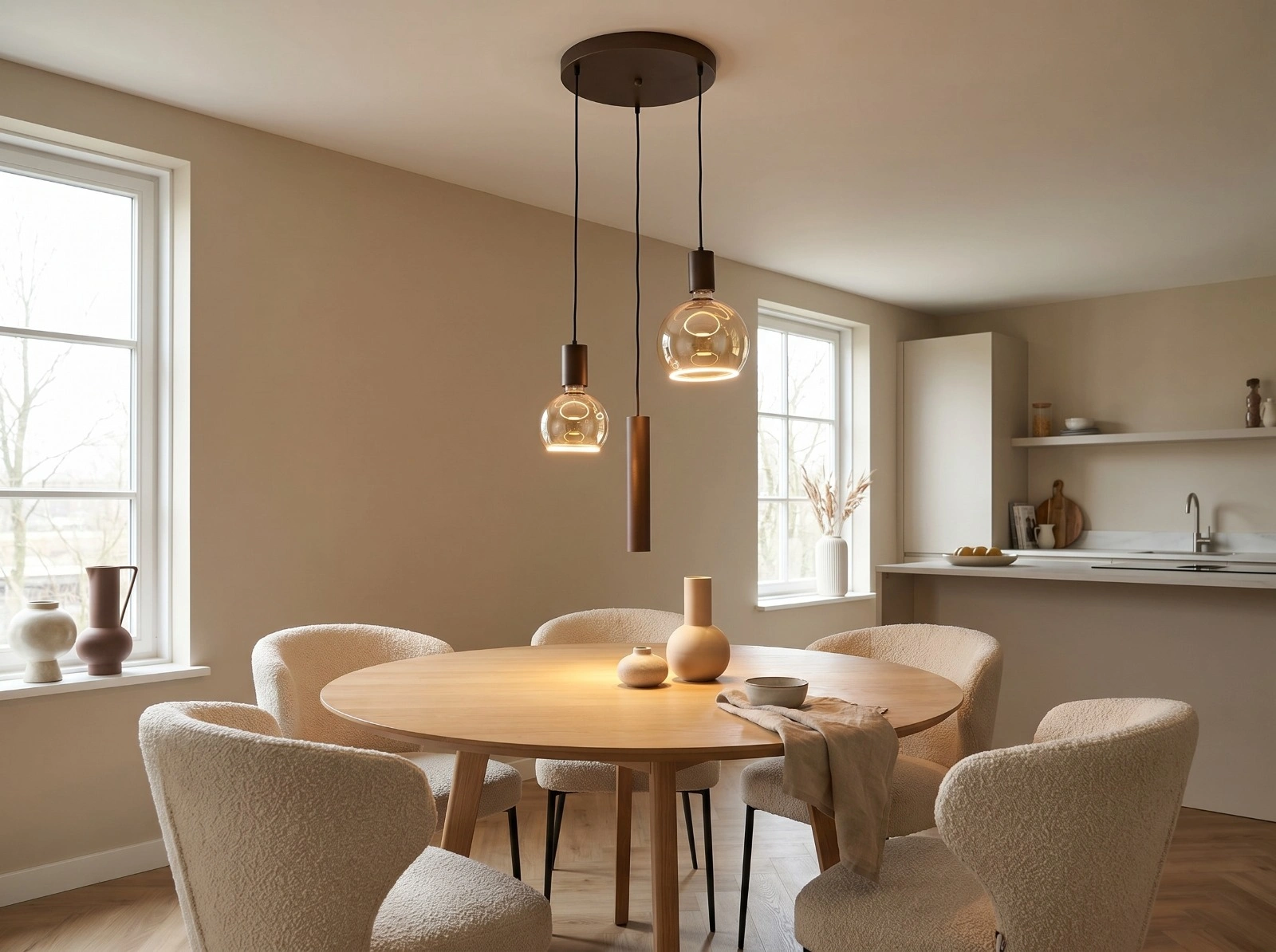 Hanglamp cacao rond - Segula lichtbronnen 3 lichts - Diameter 35cm 50283