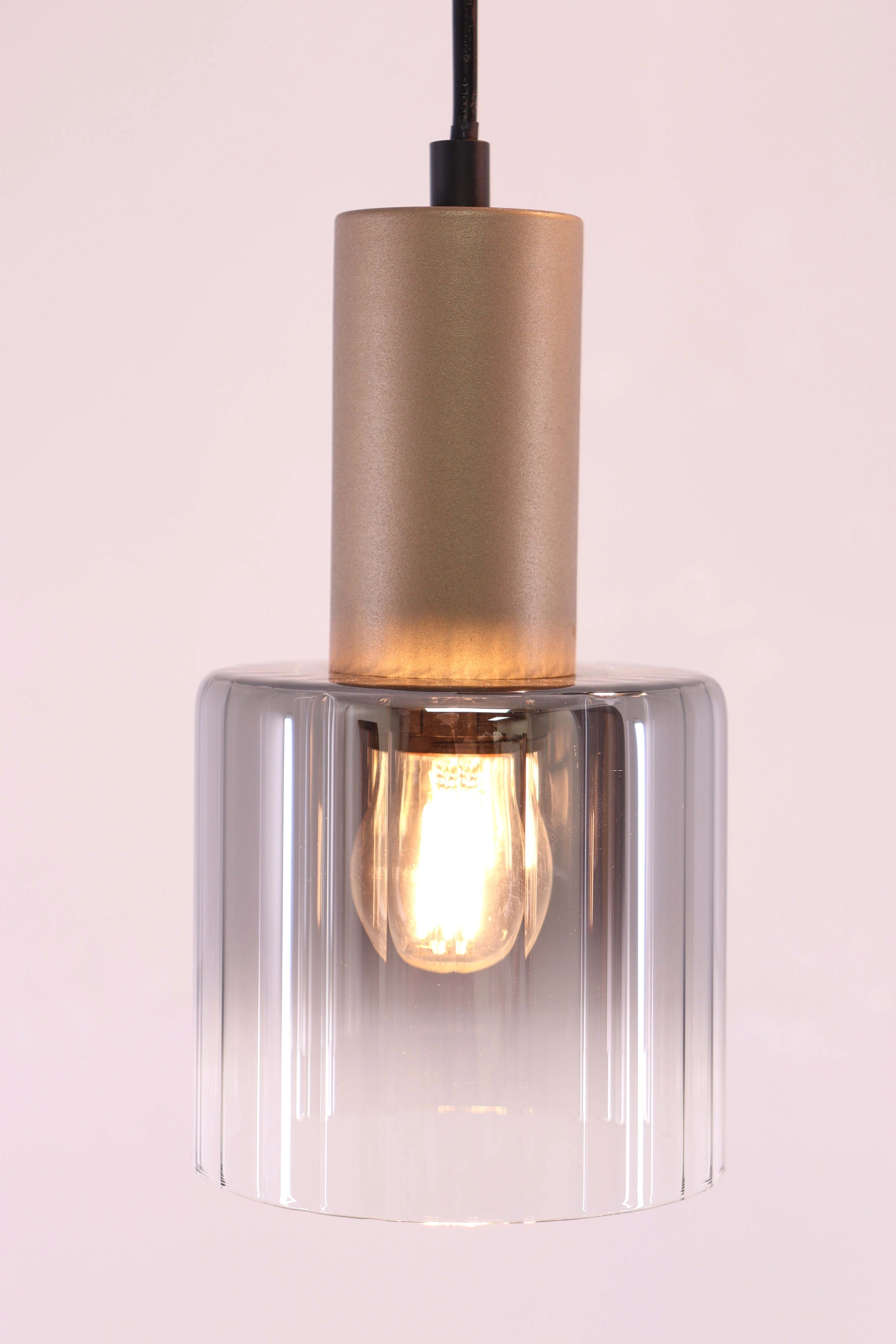 Hanglamp rond cacao met smoke glas - 3 lichts Dia. 28cm 46505