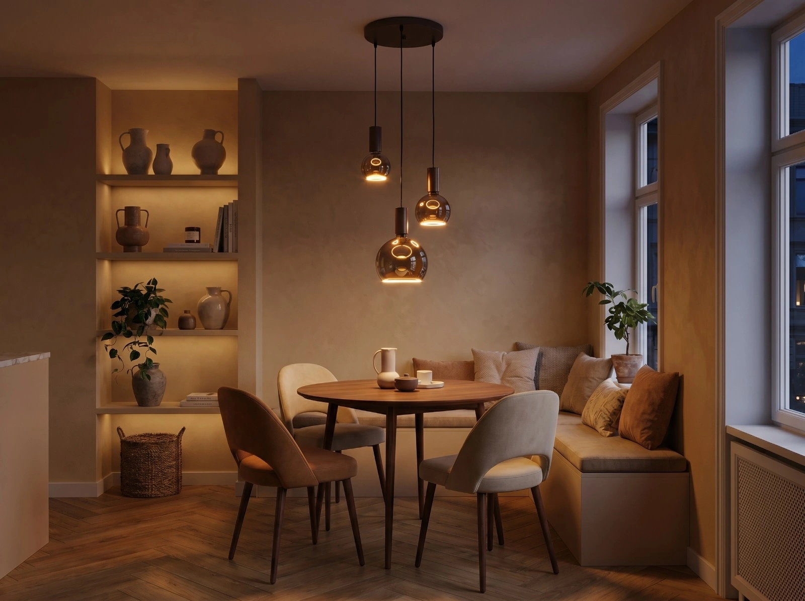 Hanglamp rond cacao - Segula lichtbronnen - 3lichts 50274