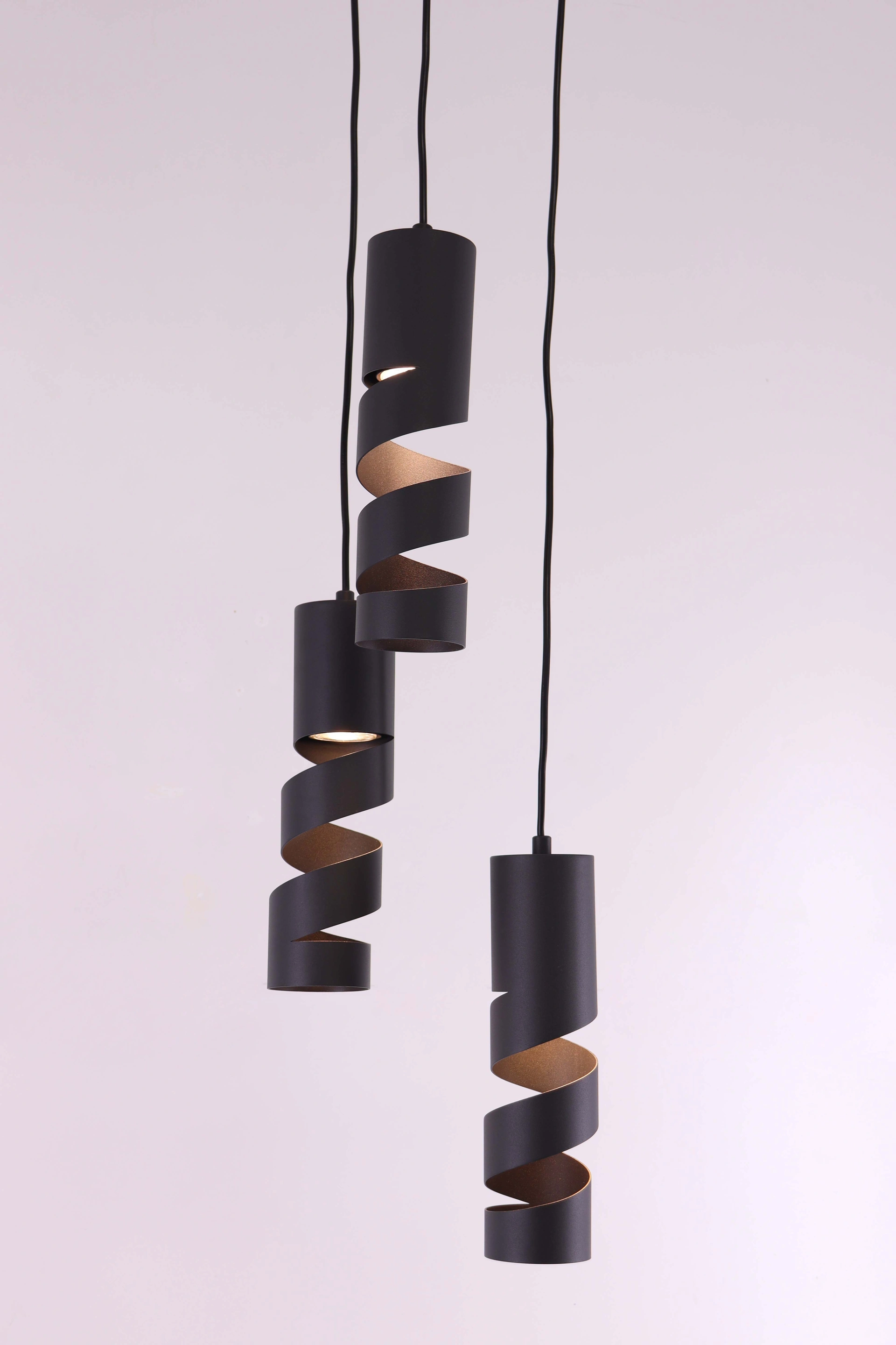 Hanglamp zwart - 3 lichts rond - kokers  46503